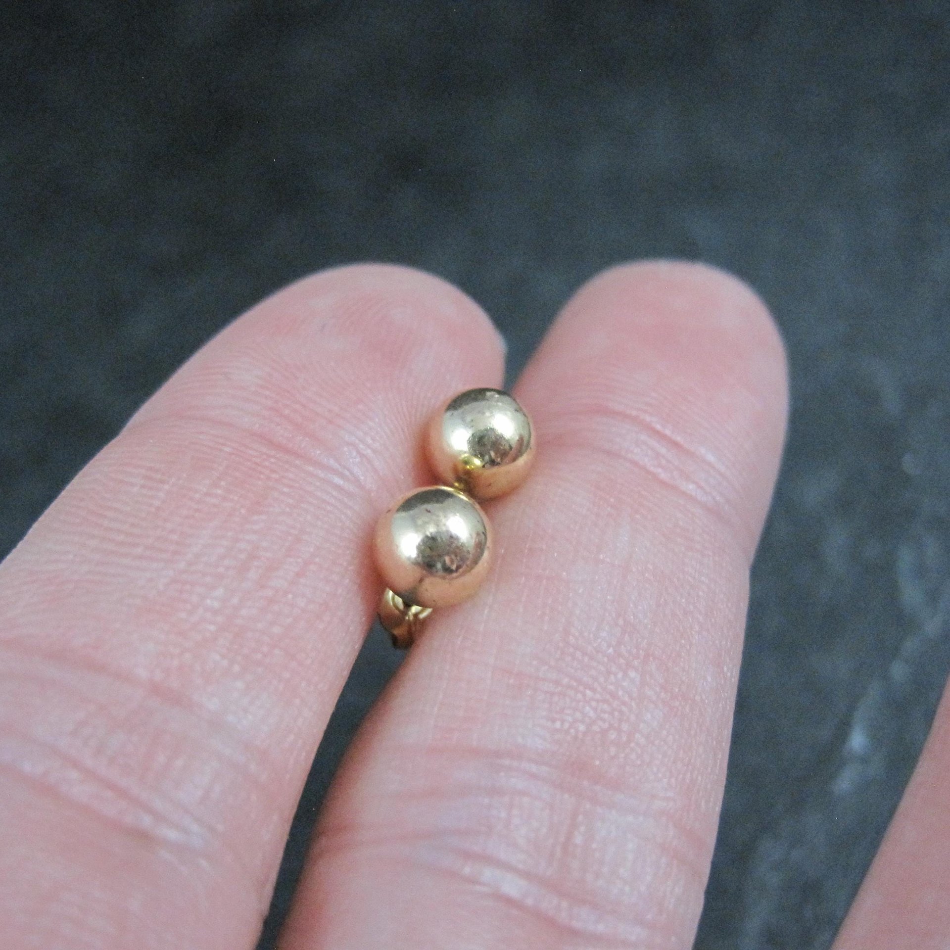 6mm Gold Ball Stud Earrings 14K Gold Filled New Old Stock