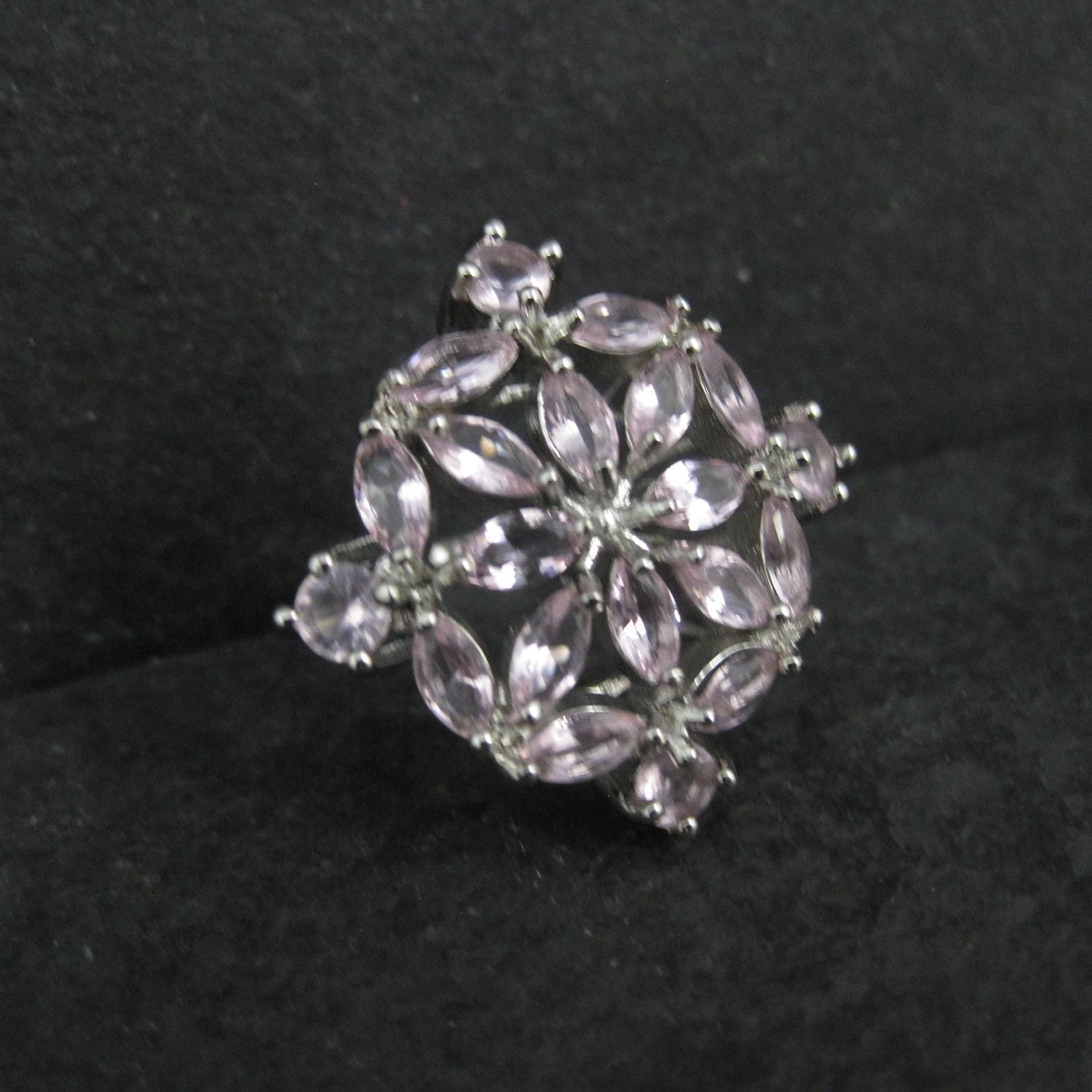 Pink Cz Cocktail Ring Size 7 Sterling Silver
