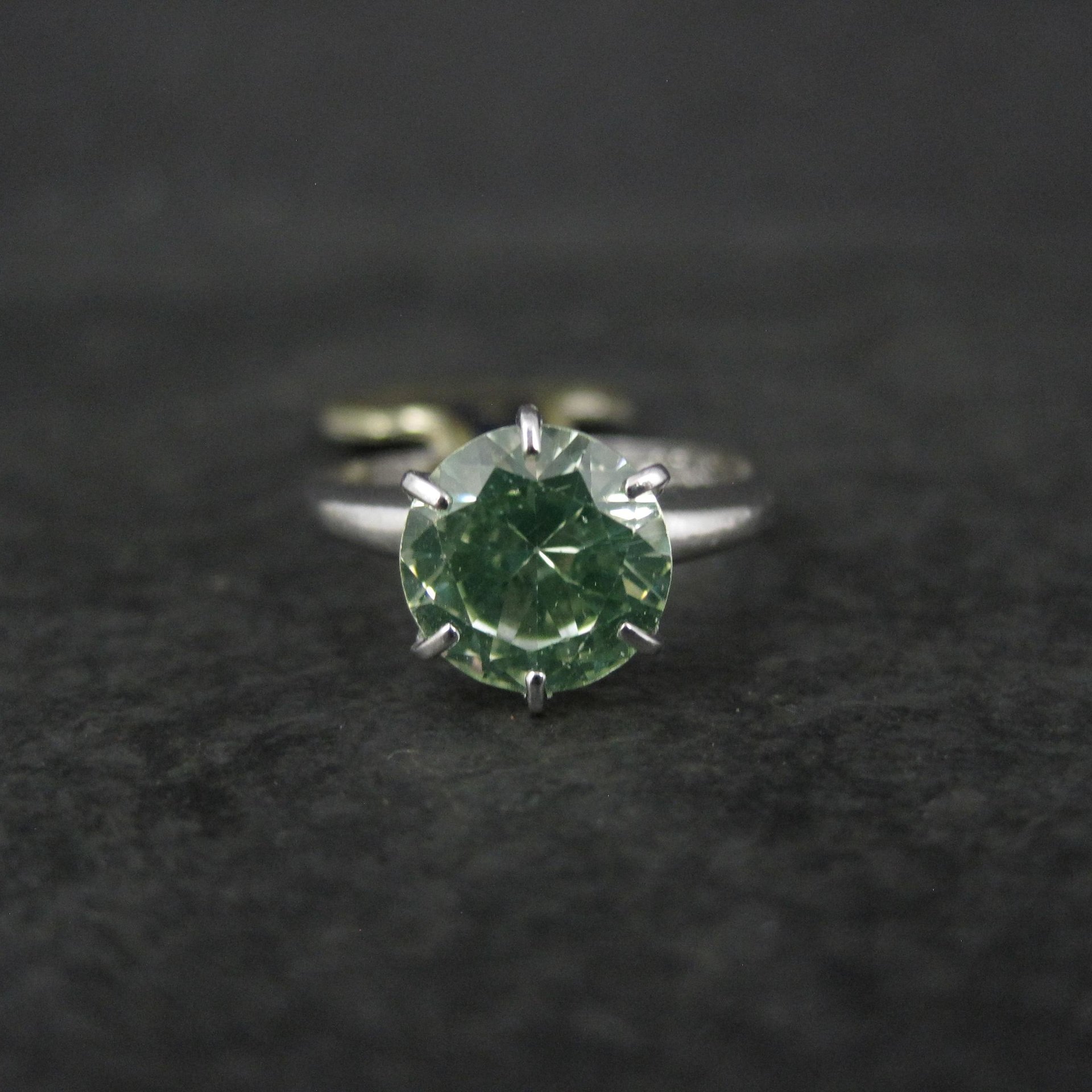 Vintage Sterling Yellow Green Spinel Solitaire Ring New Old Stock Multiple Sizes