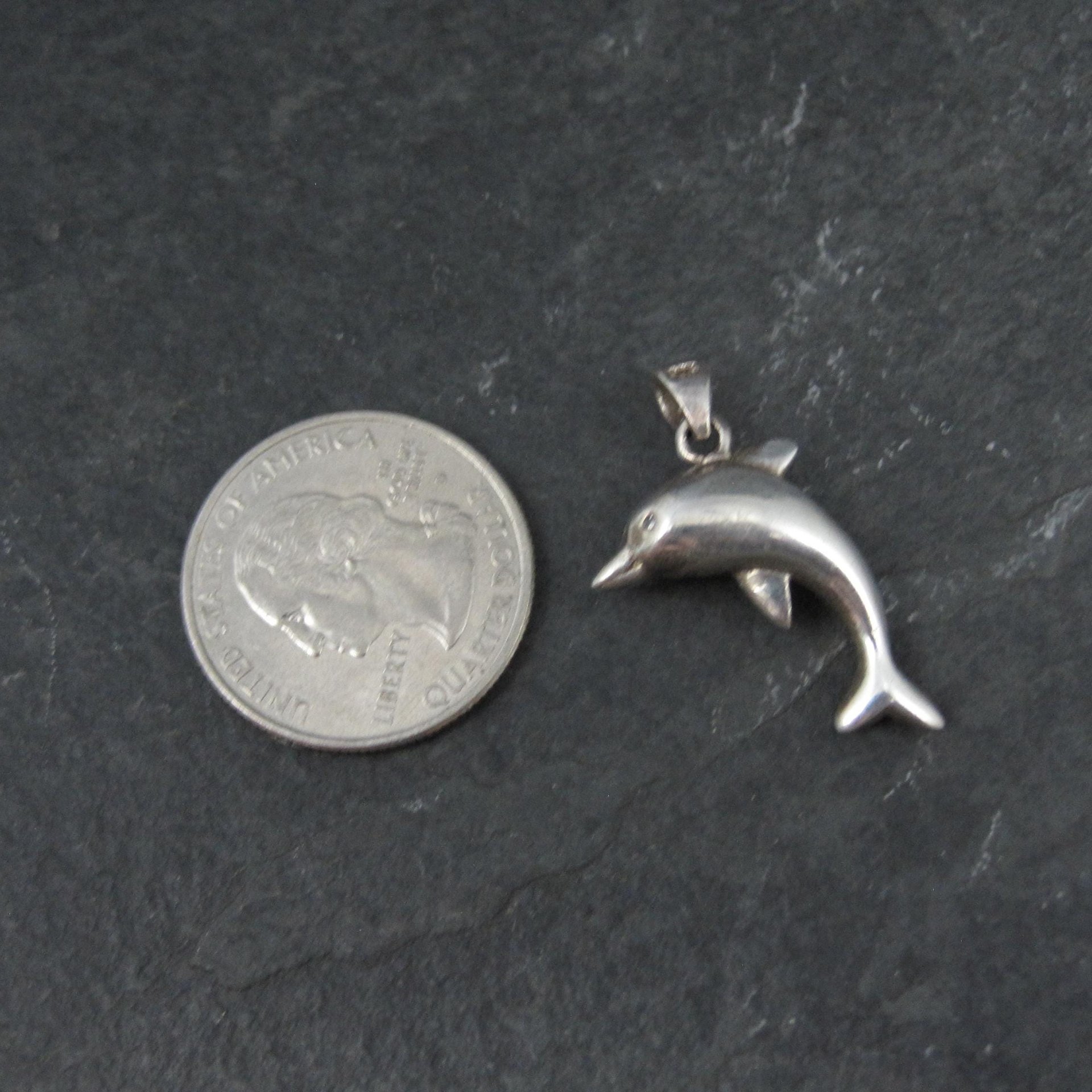 Vintage 3D Dolphin Pendant Sterling Silver