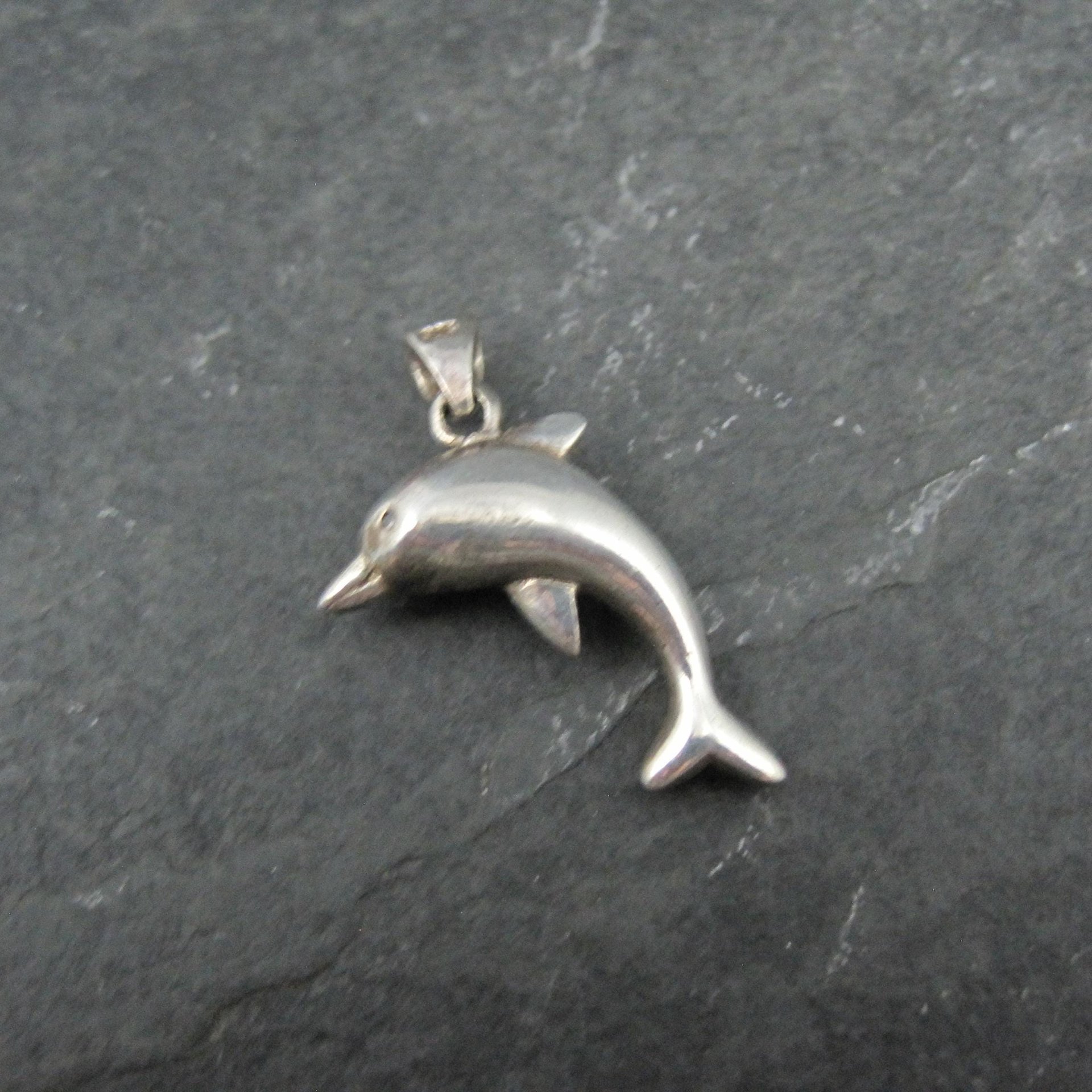 Vintage 3D Dolphin Pendant Sterling Silver
