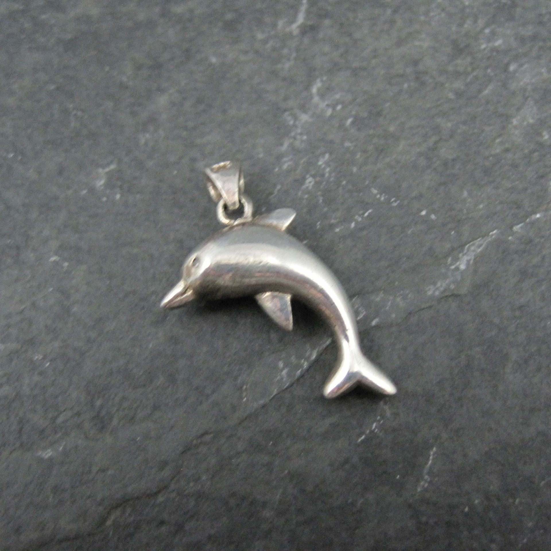 Vintage 3D Dolphin Pendant Sterling Silver