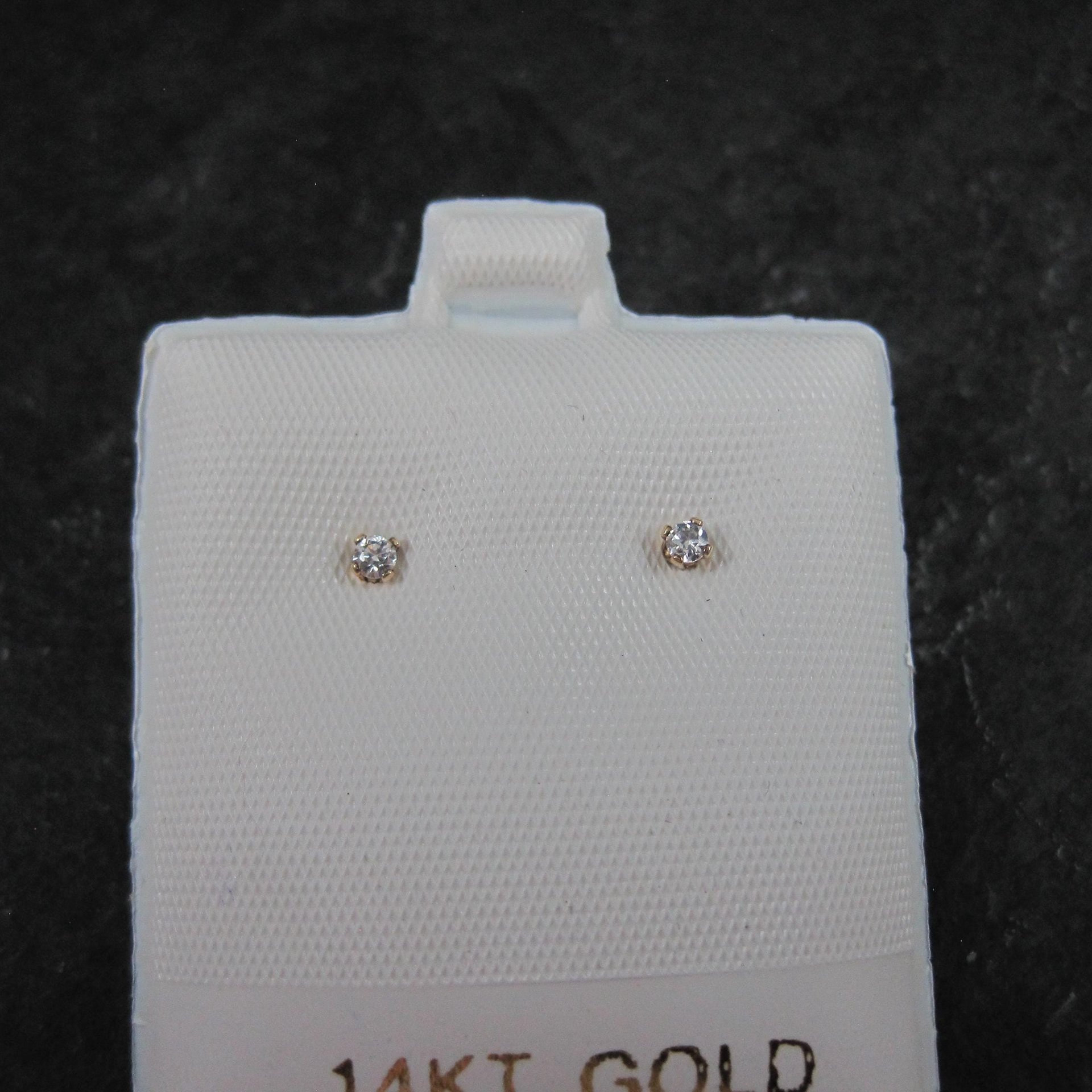 Tiny Vintage 2mm Cz Stud Earrings 14K Gold Filled New Old Stock