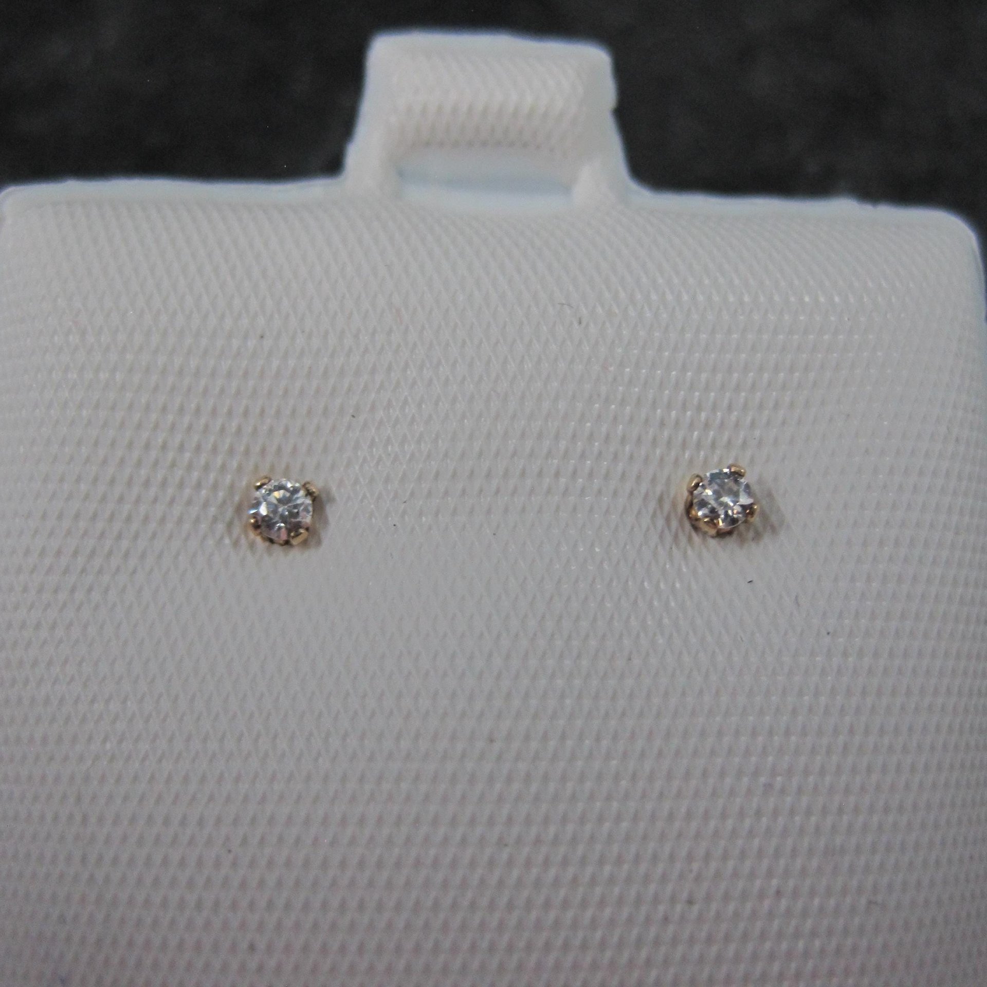 Tiny Vintage 2mm Cz Stud Earrings 14K Gold Filled New Old Stock