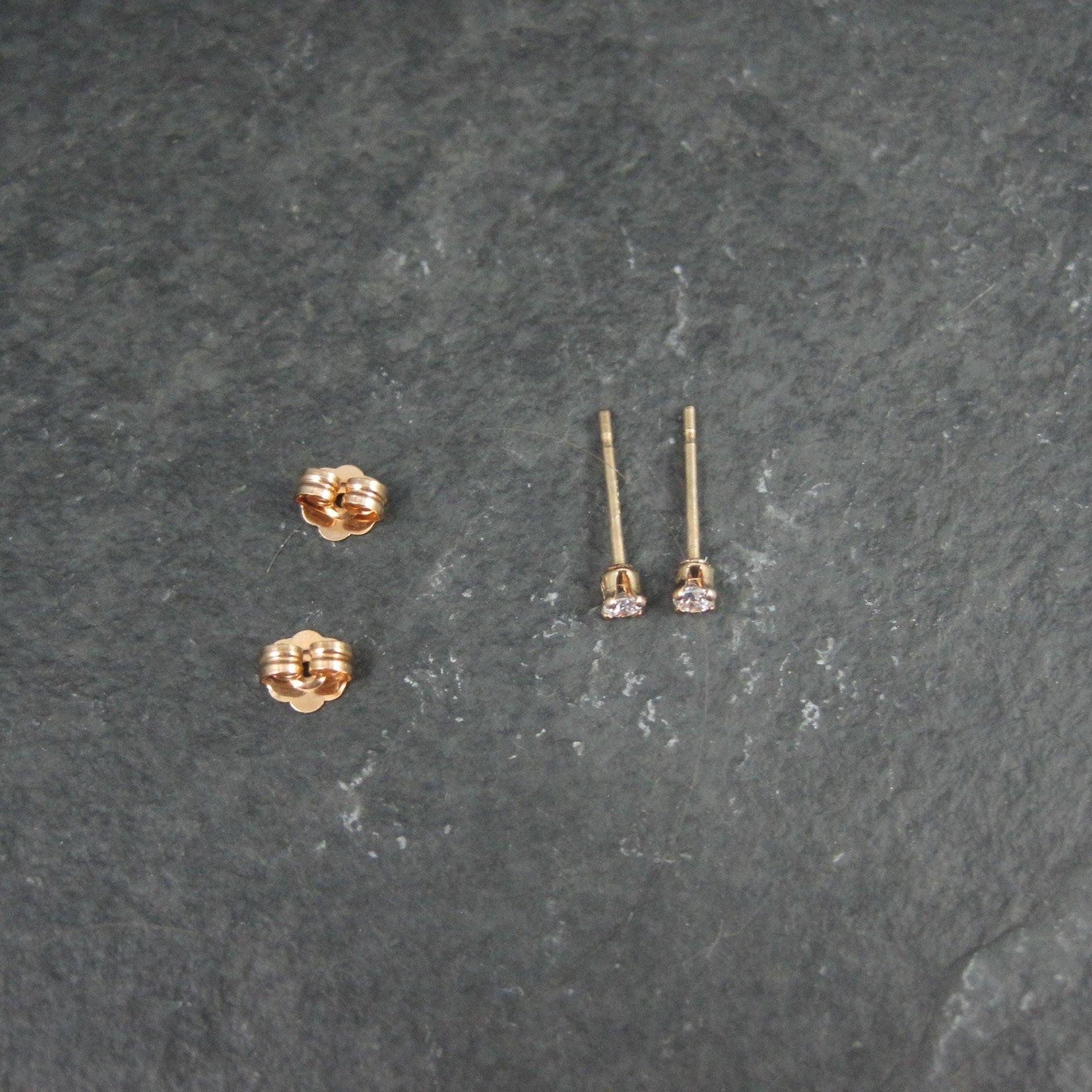 Tiny Vintage 2mm Cz Stud Earrings 14K Gold Filled New Old Stock