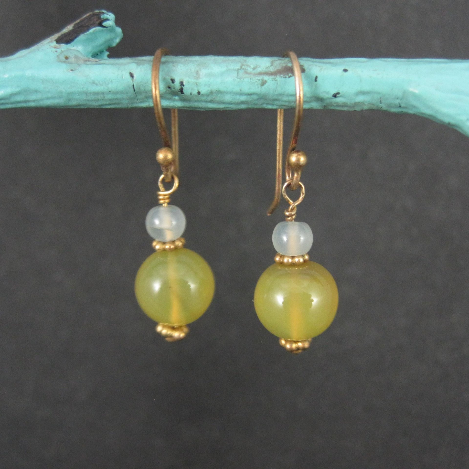 Yellow Quartz Dangle Earrings Gold Filled Earwires