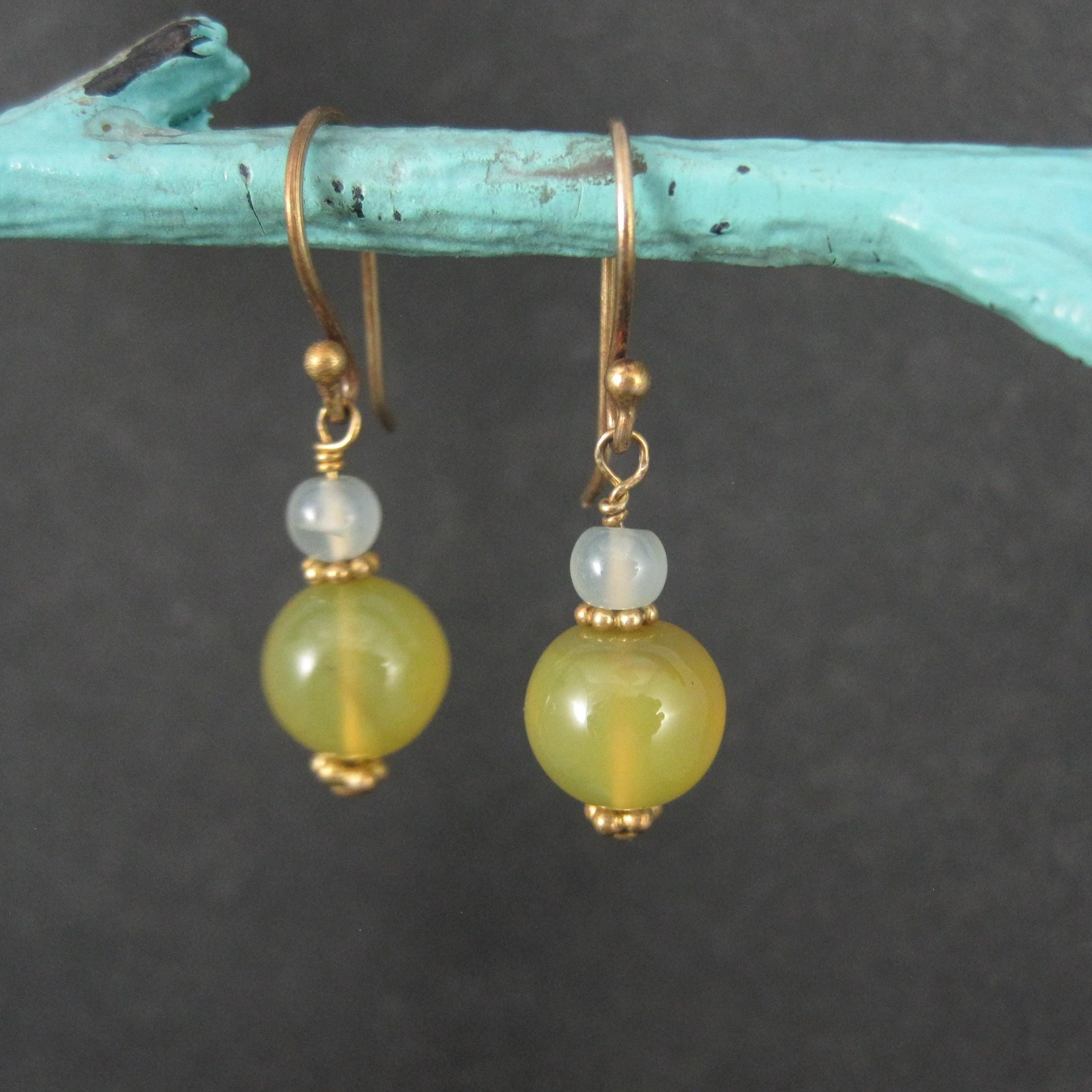 Yellow Quartz Dangle Earrings Gold Filled Earwires