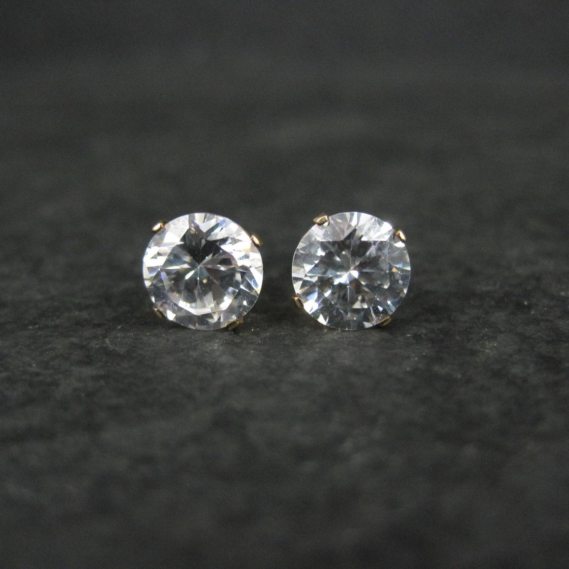Vintage 8mm Cz Stud Earrings 14K Gold Filled New Old Stock