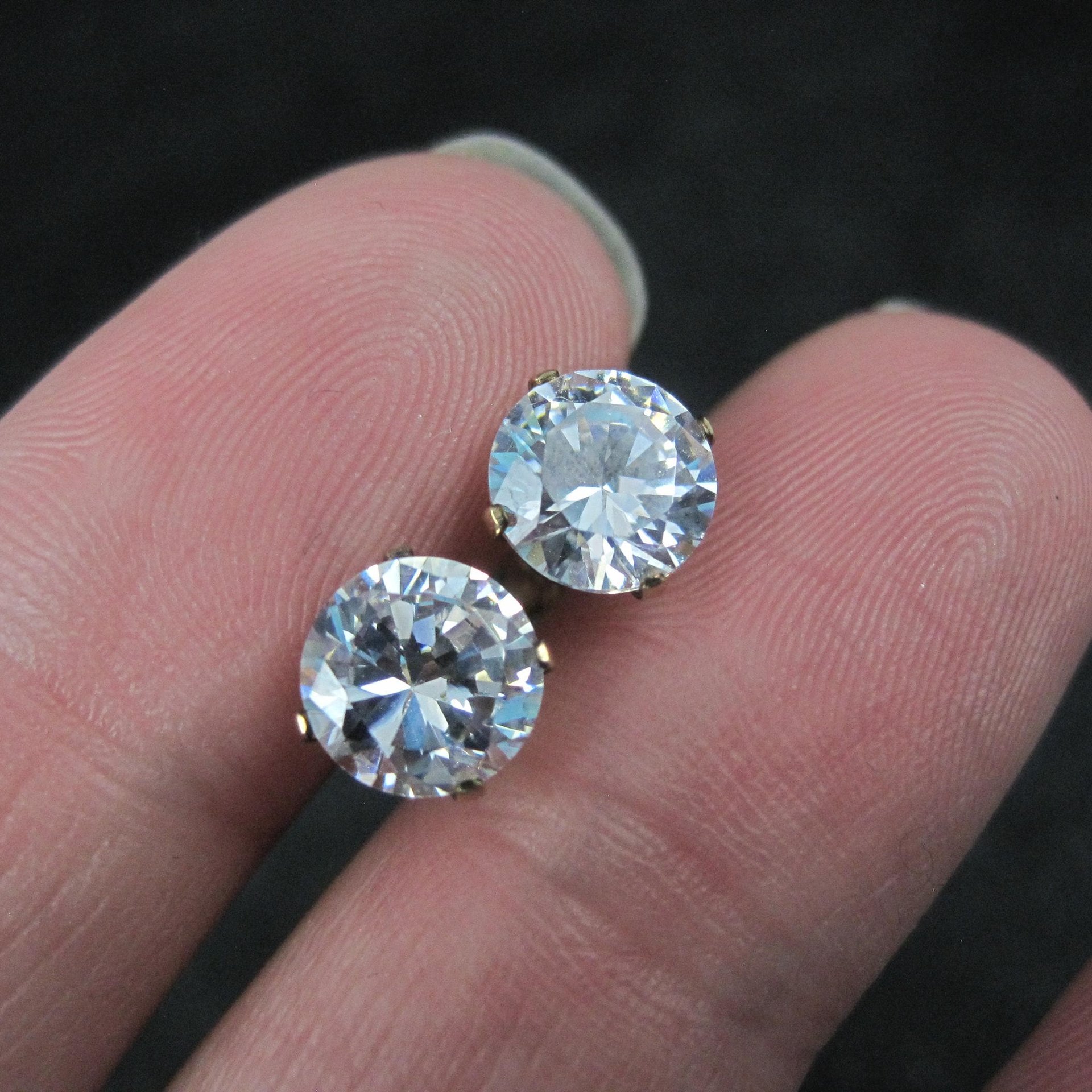 Vintage 8mm Cz Stud Earrings 14K Gold Filled New Old Stock
