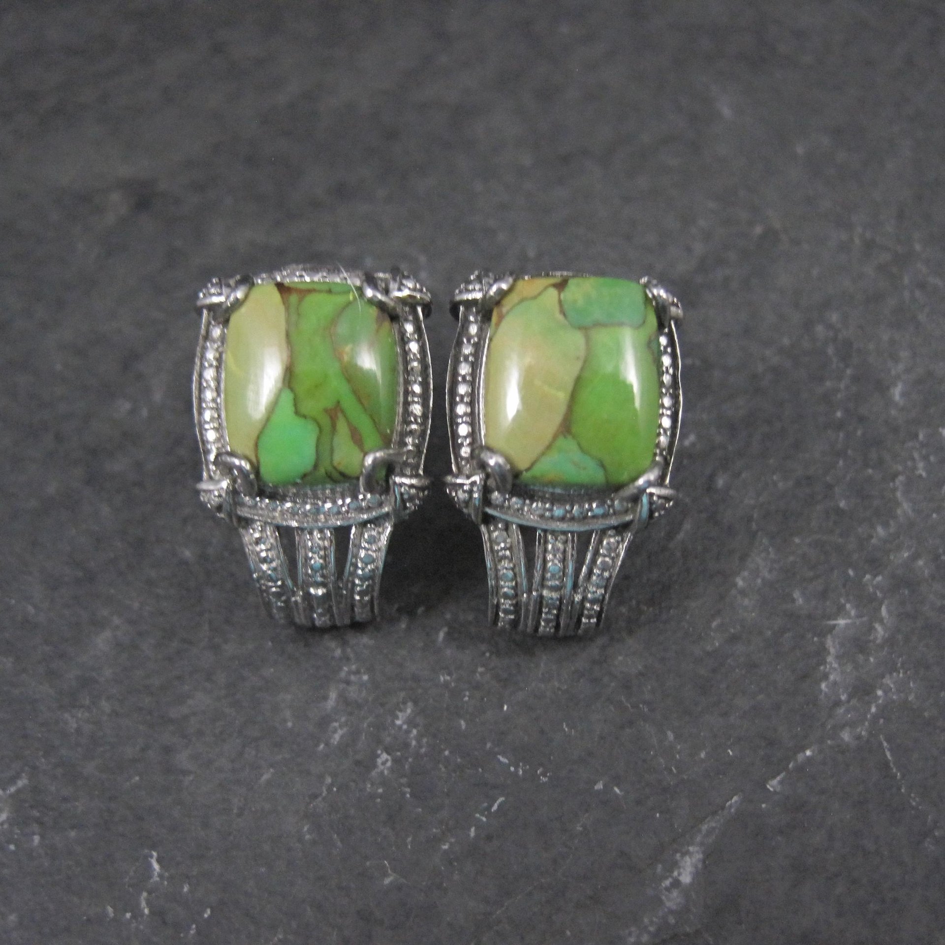 Green Mohave Turquoise Earrings Stainless Steel
