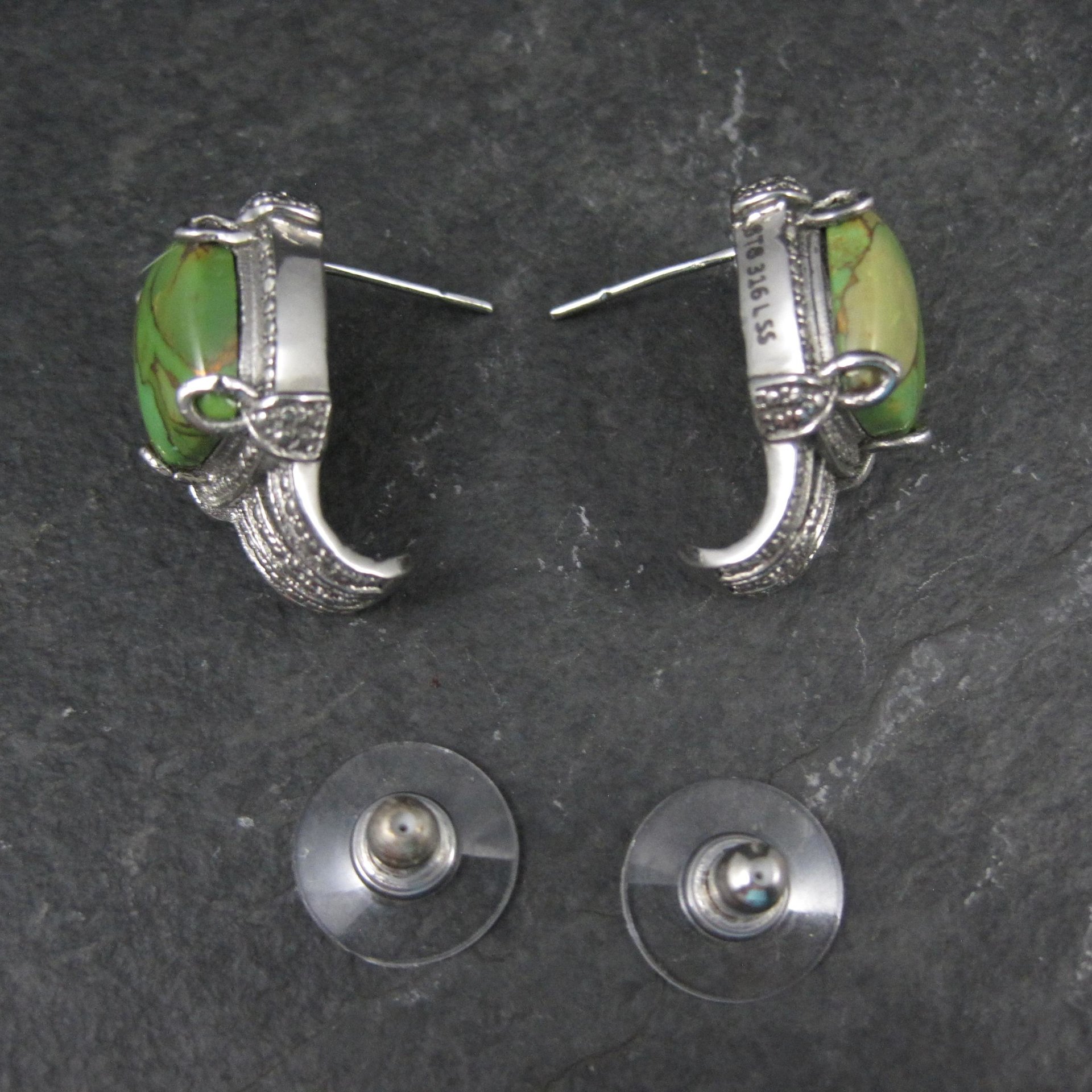 Green Mohave Turquoise Earrings Stainless Steel