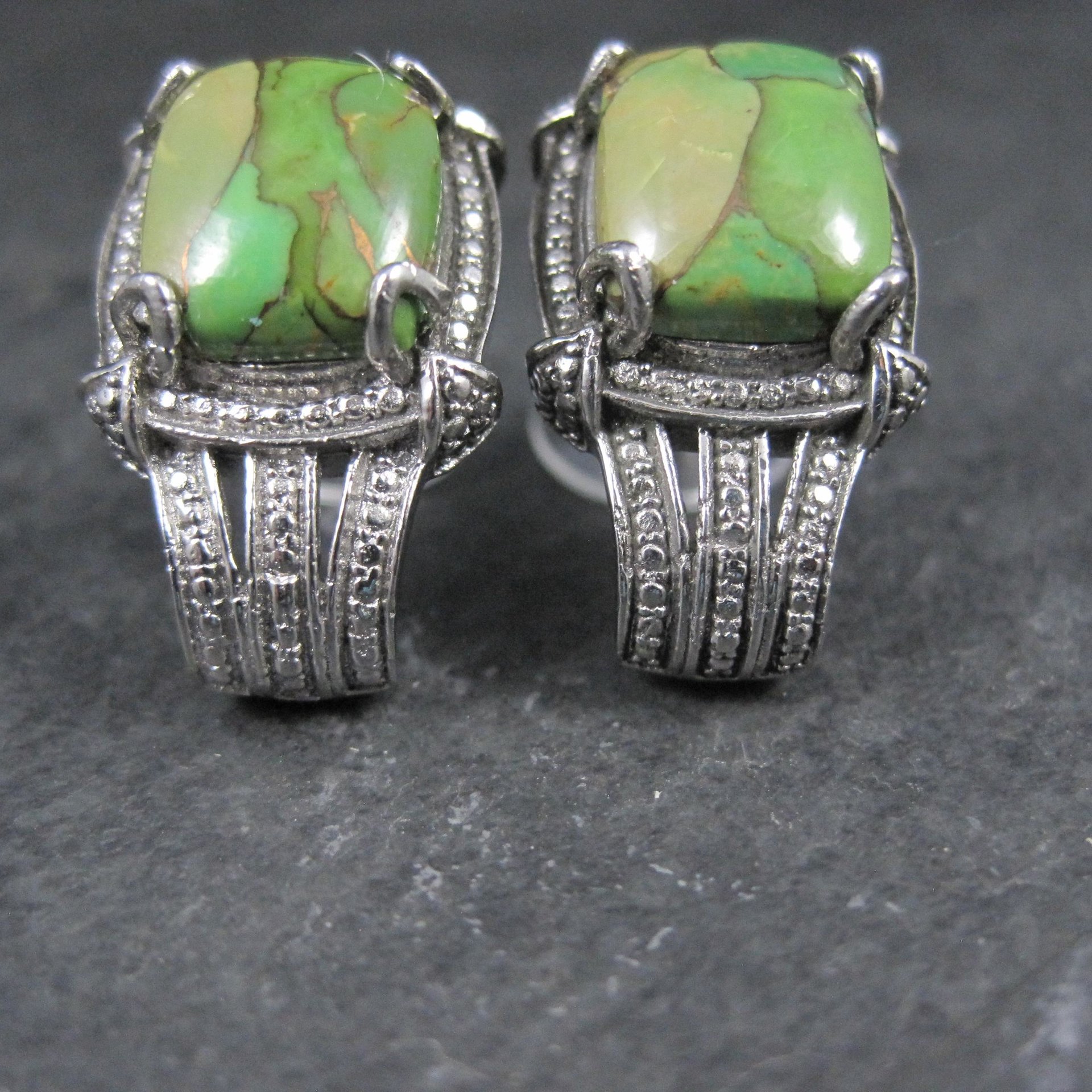 Green Mohave Turquoise Earrings Stainless Steel