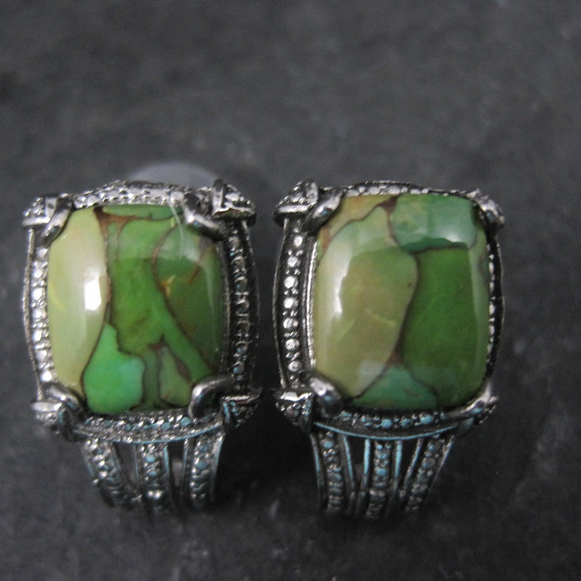 Green Mohave Turquoise Earrings Stainless Steel