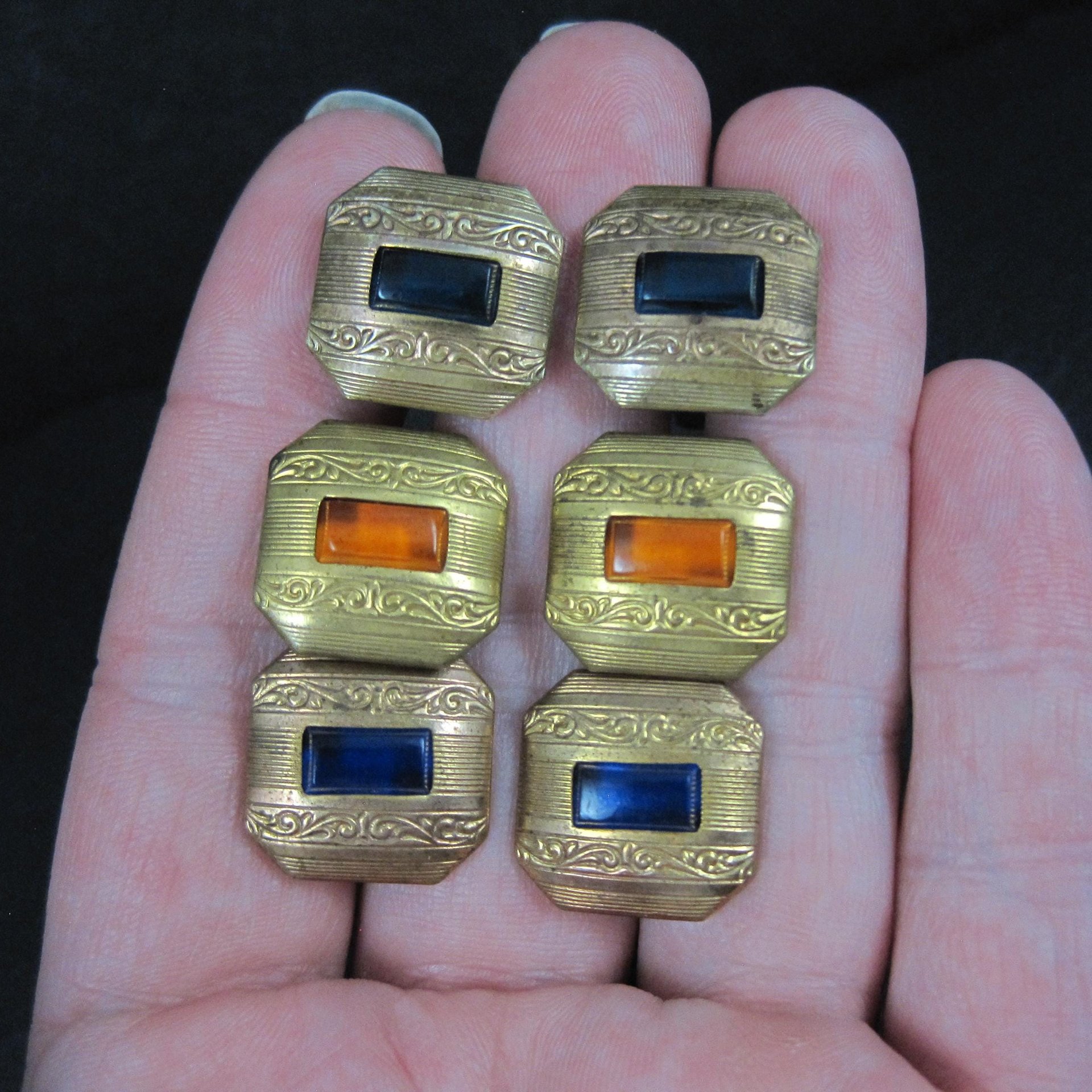 Set of 3 Sets Vintage Art Deco Cufflinks