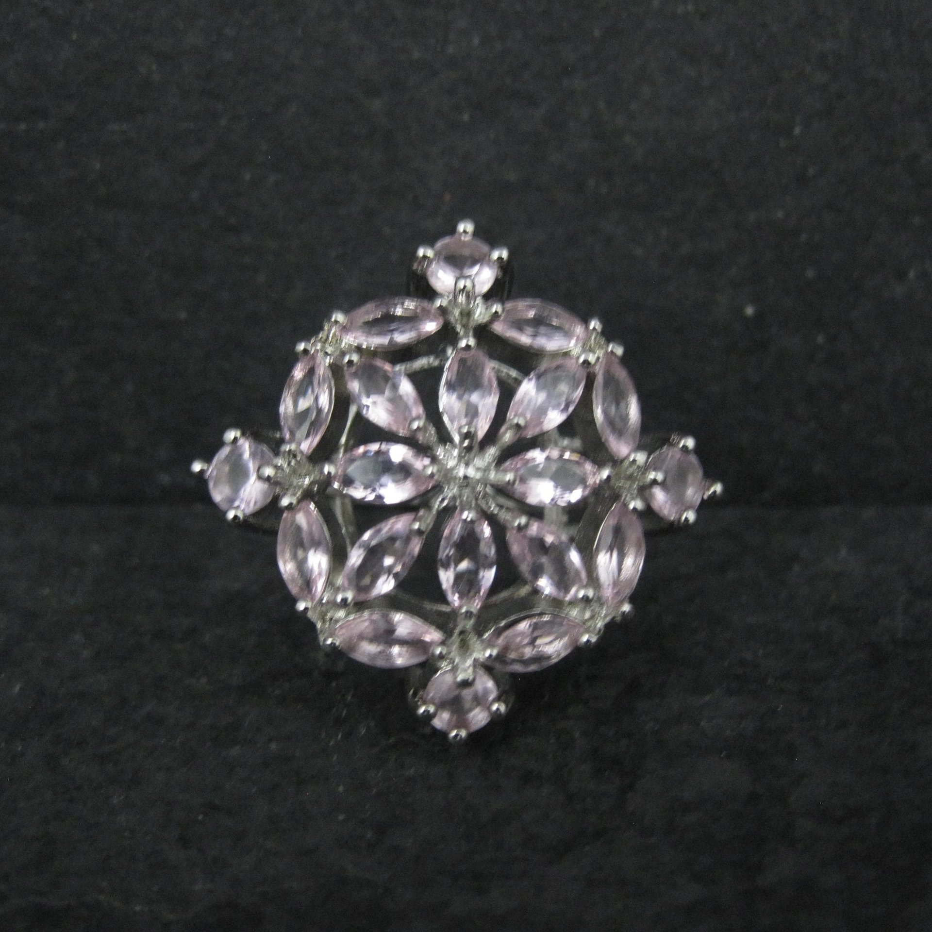 Pink Cz Cocktail Ring Size 7 Sterling Silver