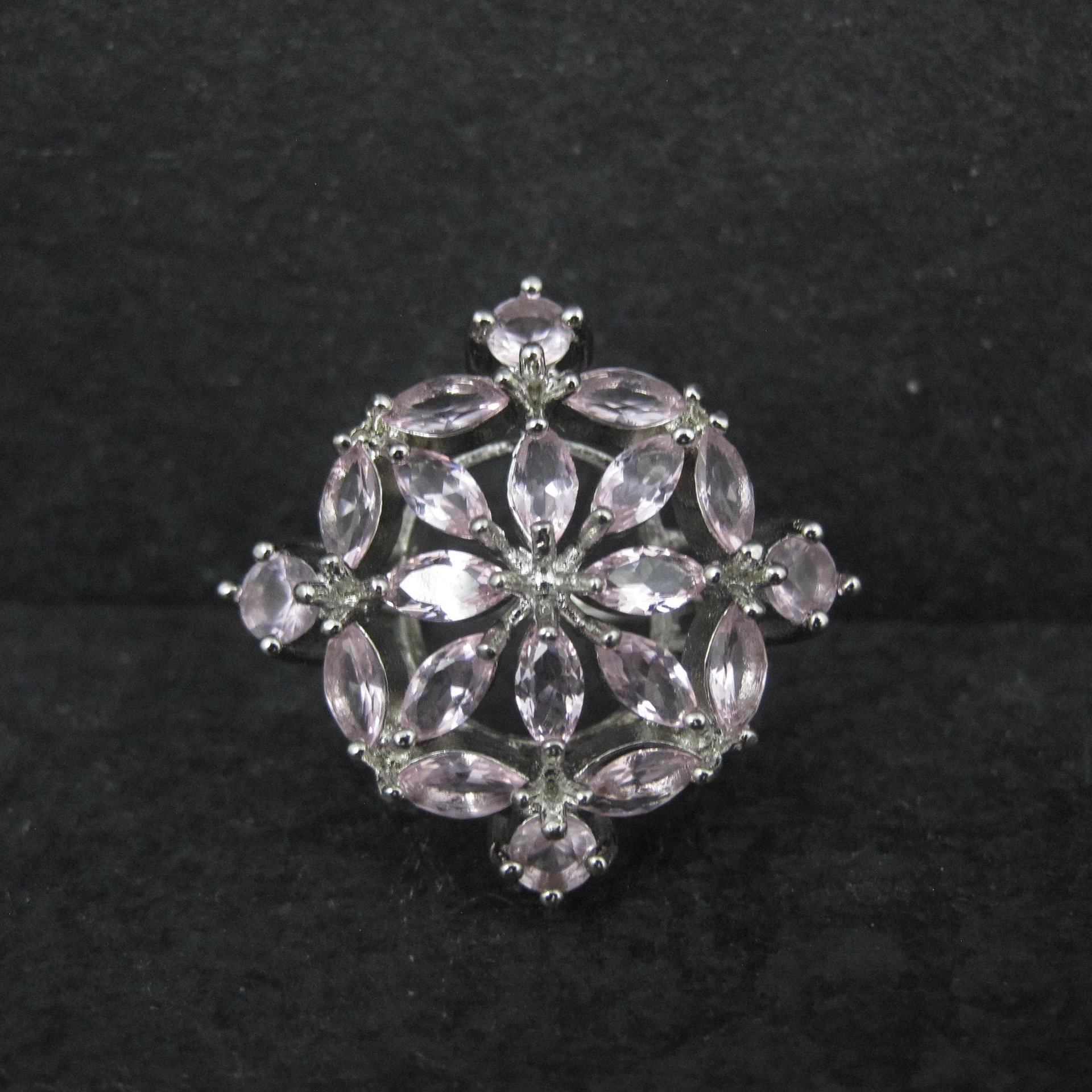 Pink Cz Cocktail Ring Size 7 Sterling Silver