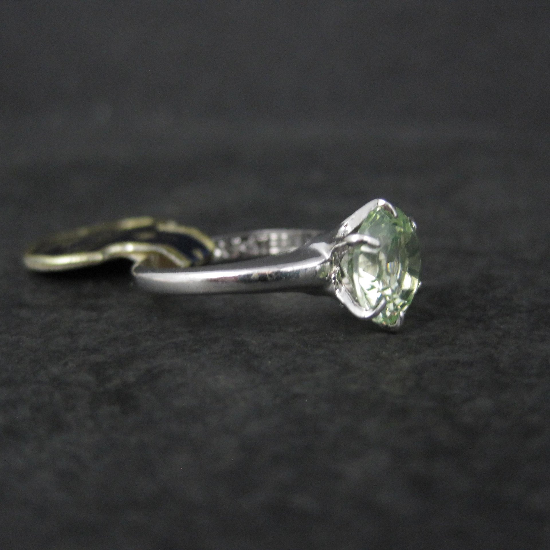 Vintage Sterling Yellow Green Spinel Solitaire Ring New Old Stock Multiple Sizes
