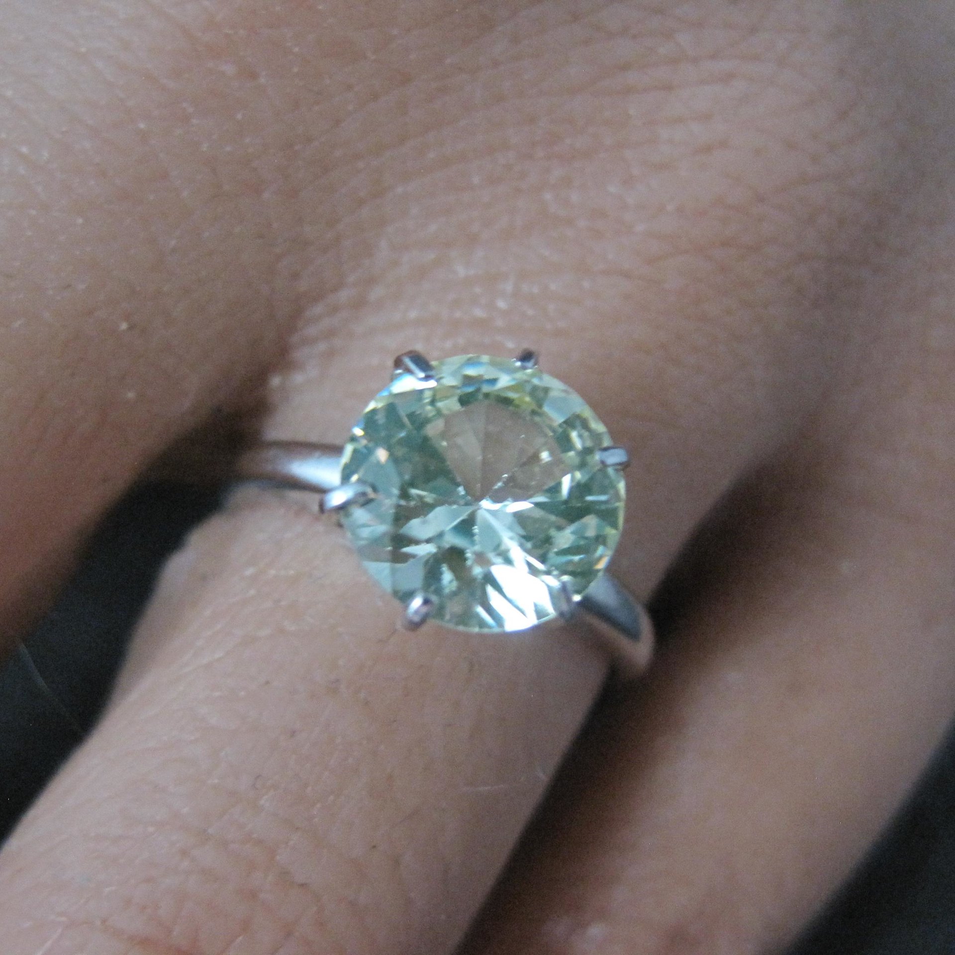 Vintage Sterling Yellow Green Spinel Solitaire Ring New Old Stock Multiple Sizes
