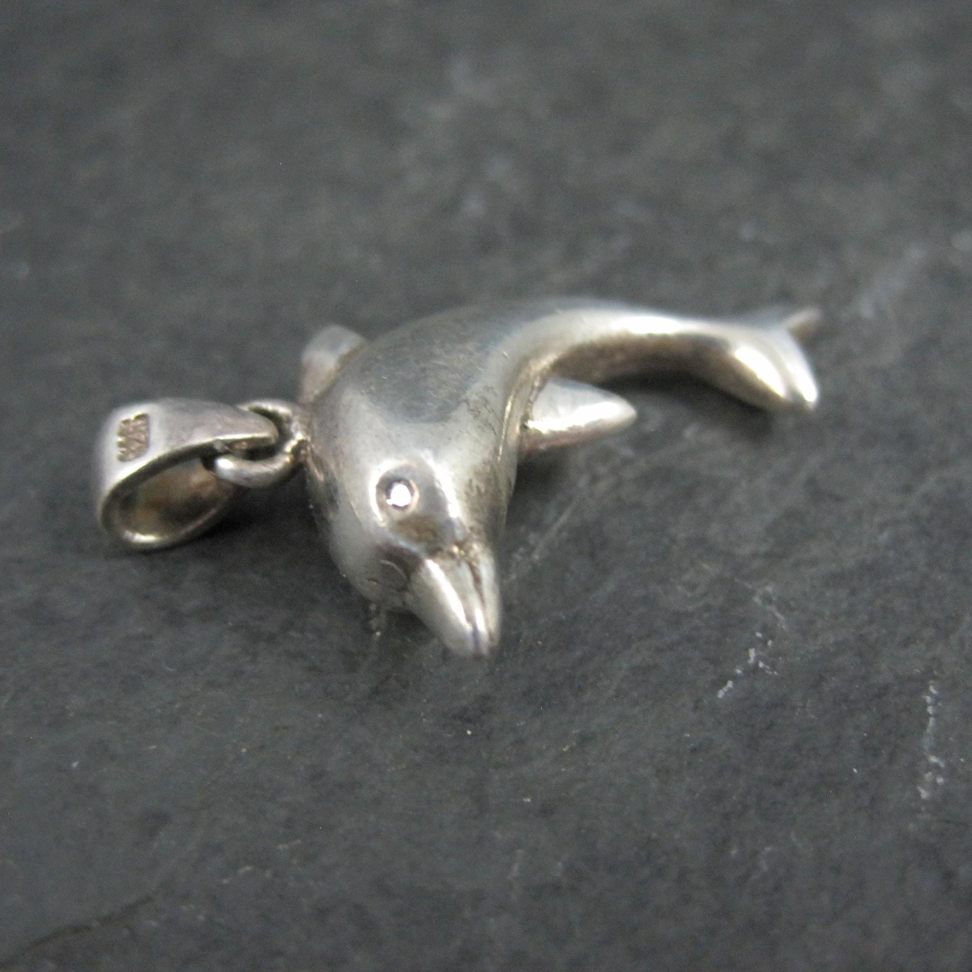 Vintage 3D Dolphin Pendant Sterling Silver
