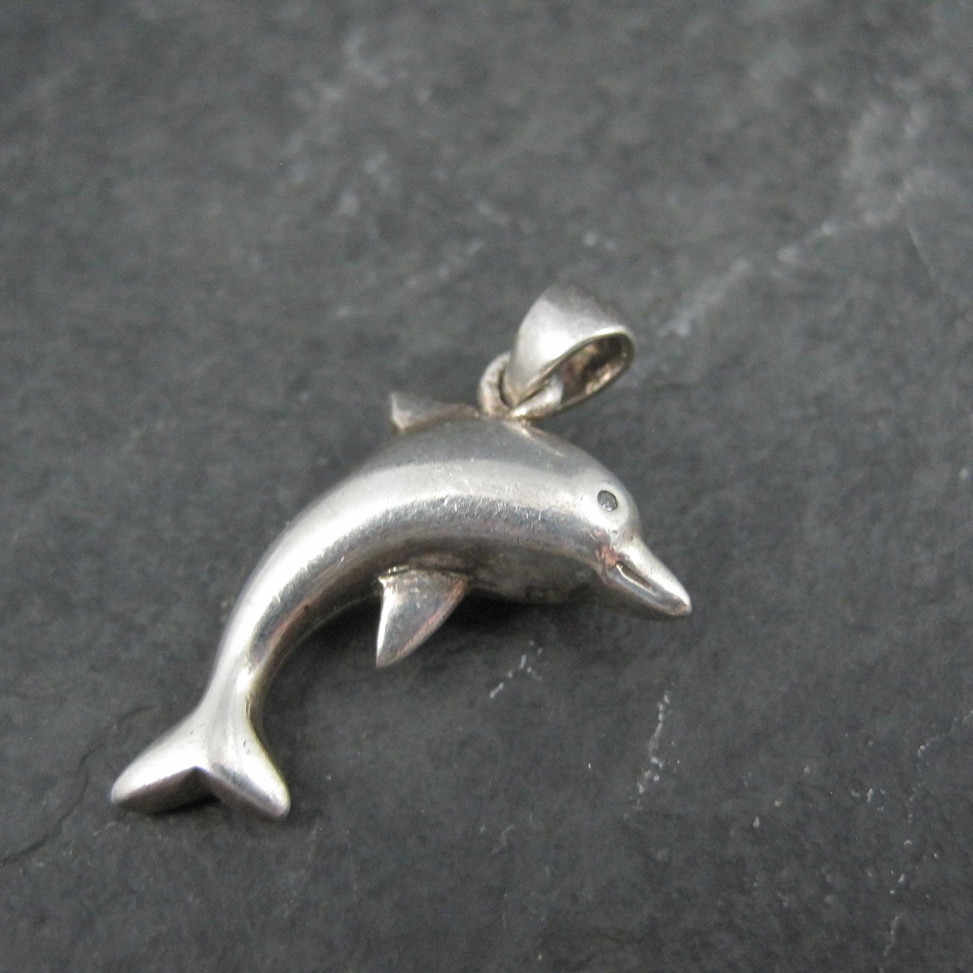 Vintage 3D Dolphin Pendant Sterling Silver