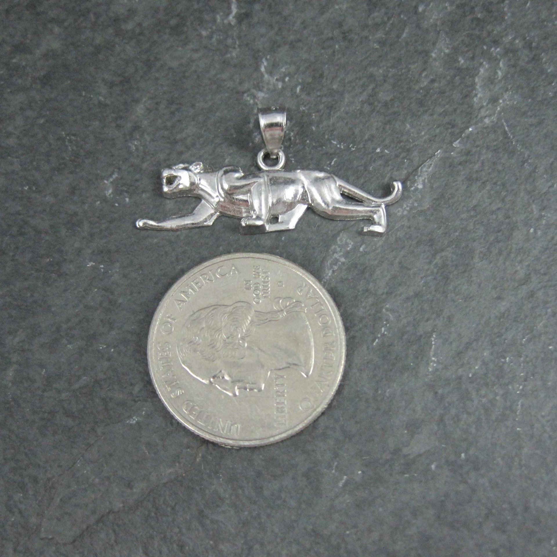 Vintage Sterling Panther Pendant Cougar Puma Cat Jewelry
