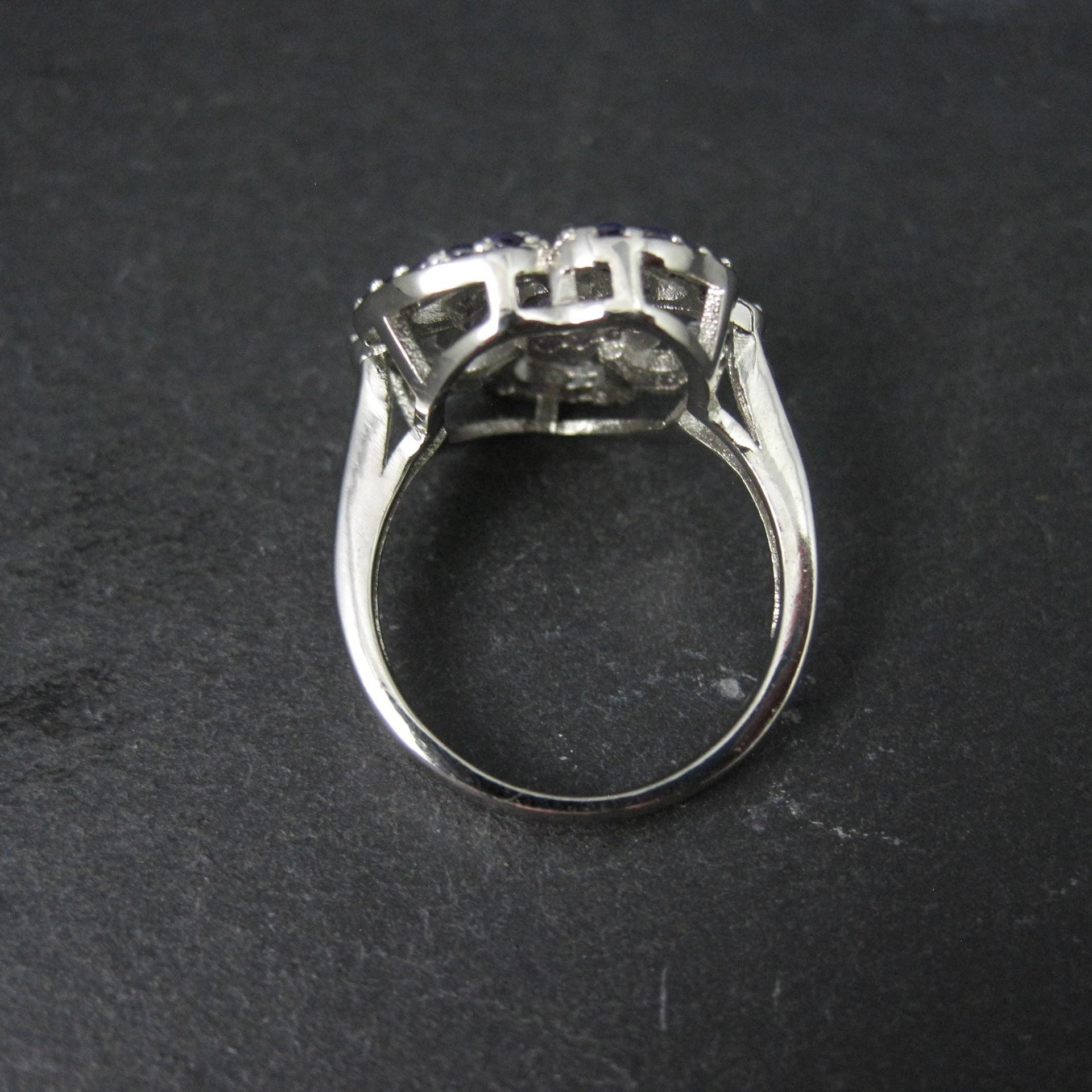 Purple Cubic Zirconia Flower Ring Size 6 Sterling Silver