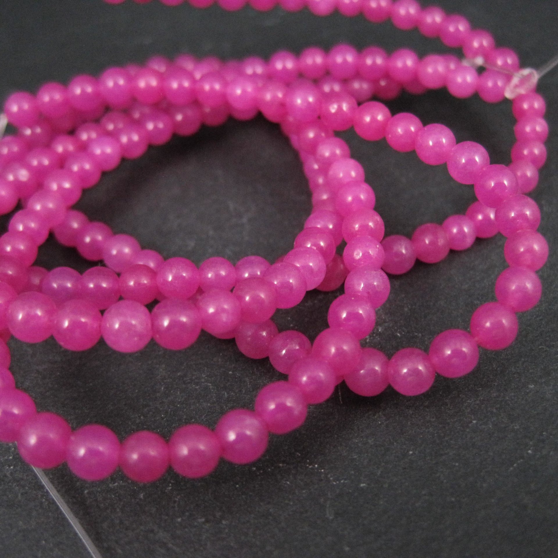 4mm Round Candy Pink Jade Beads 32" strand