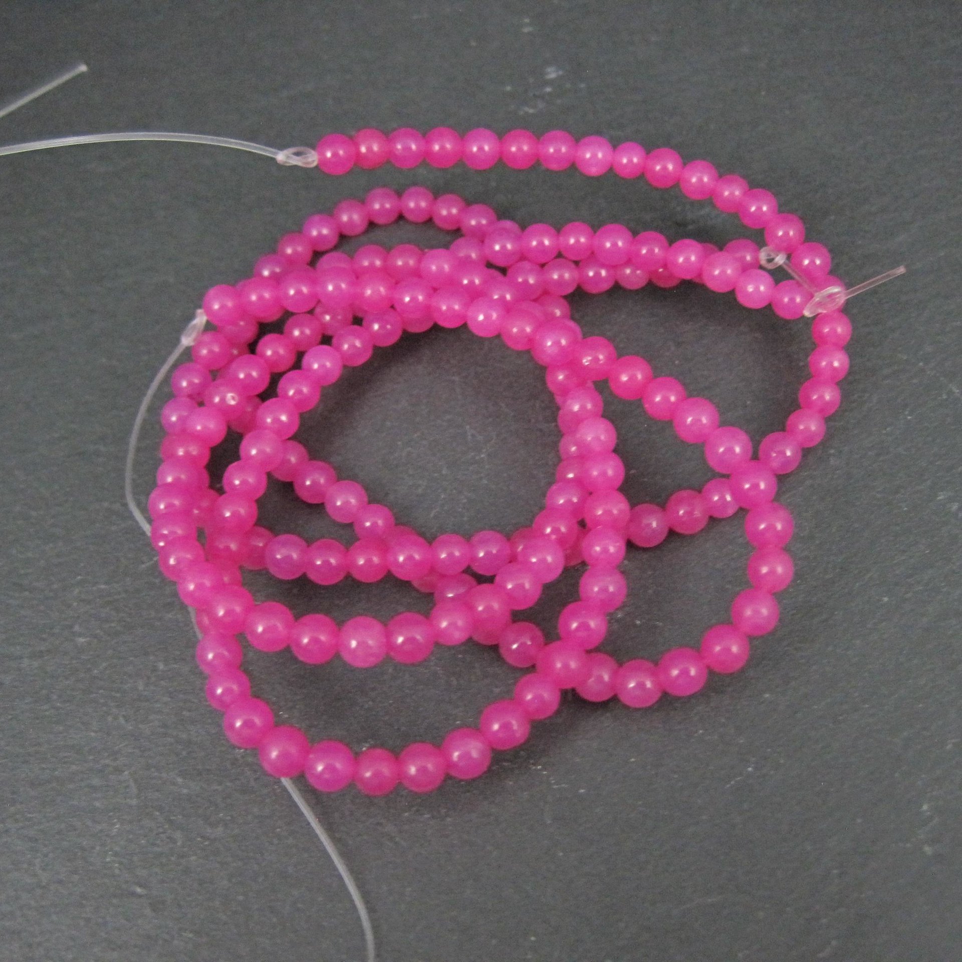 4mm Round Candy Pink Jade Beads 32" strand