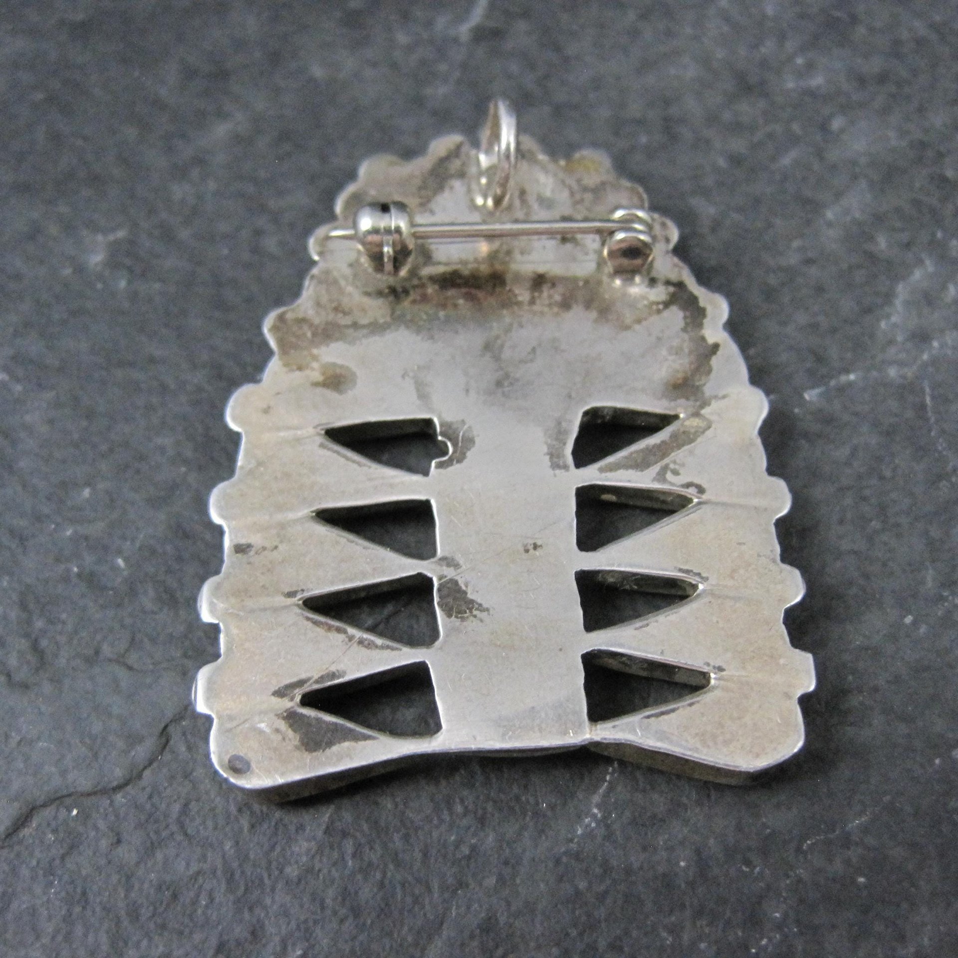 Southwestern Inlay Sunface Headdress Pendant Brooch