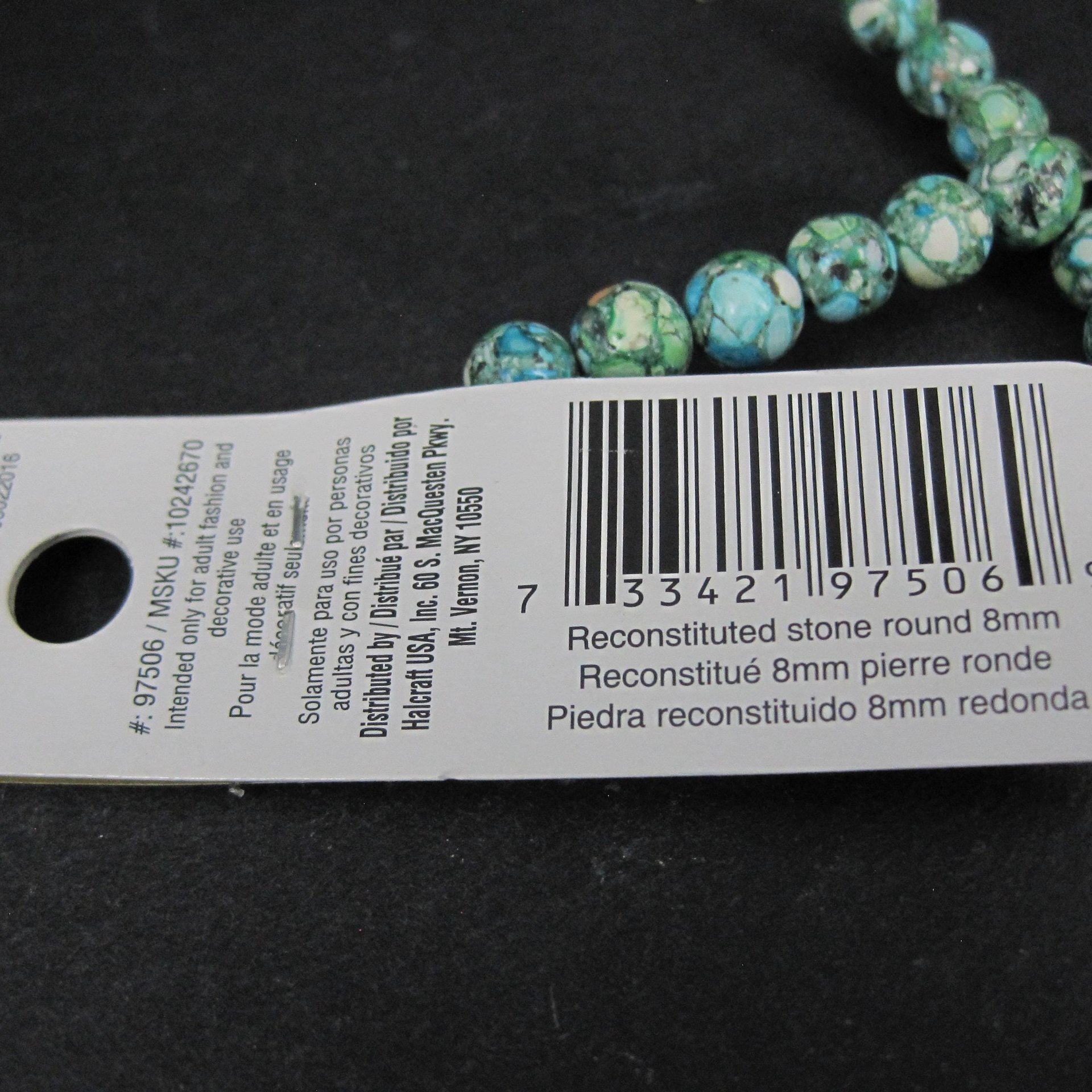 Reconstituted Turquoise Patchwork Beads 8mm