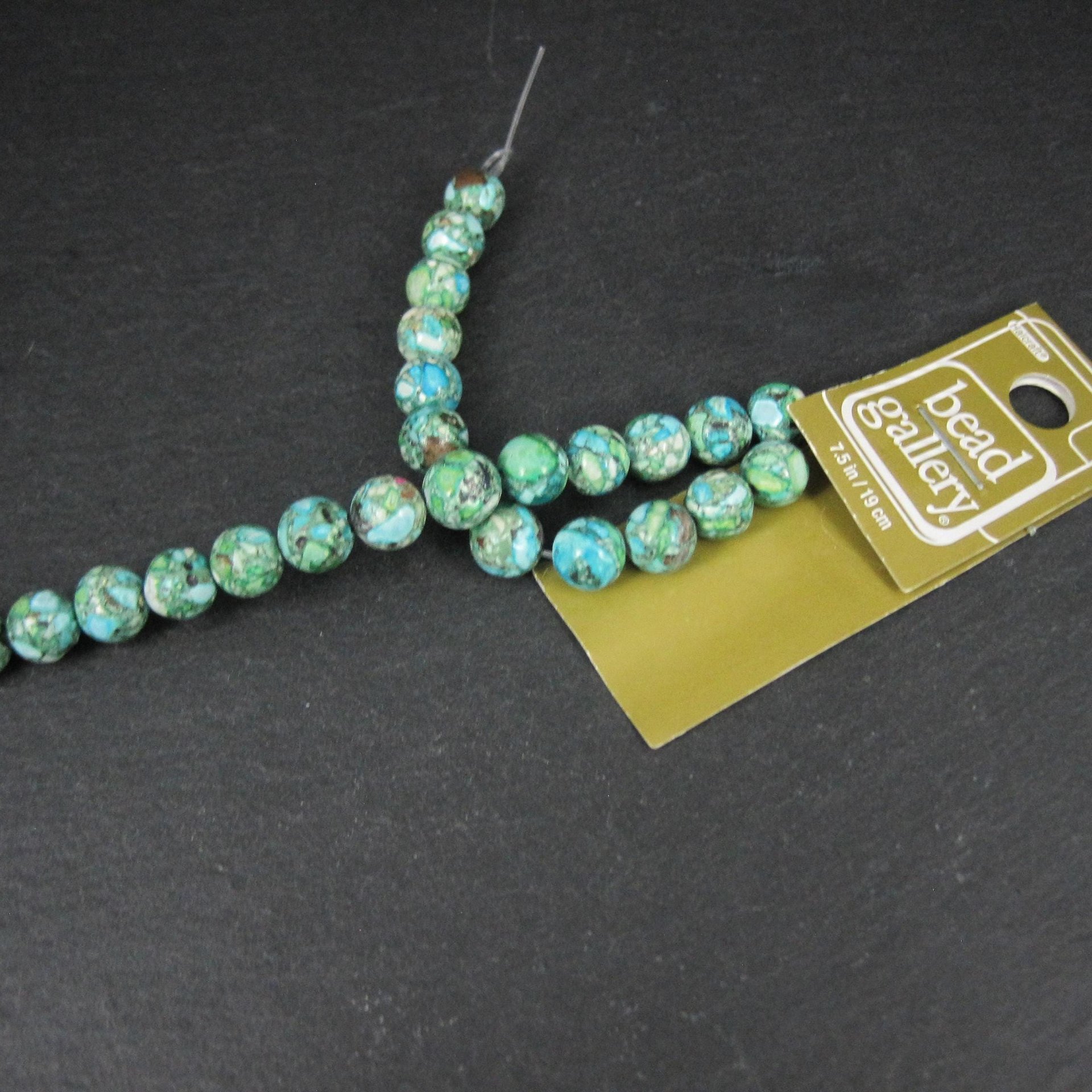 Reconstituted Turquoise Patchwork Beads 8mm