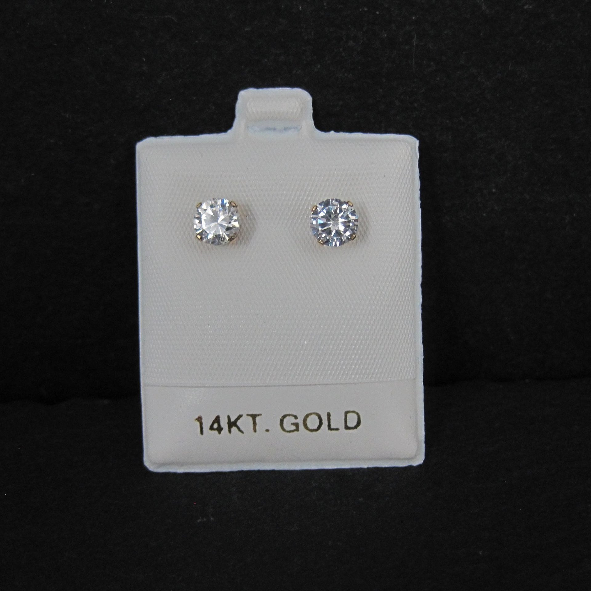 Vintage 6mm Cz Stud Earrings 14K Gold Filled New Old Stock