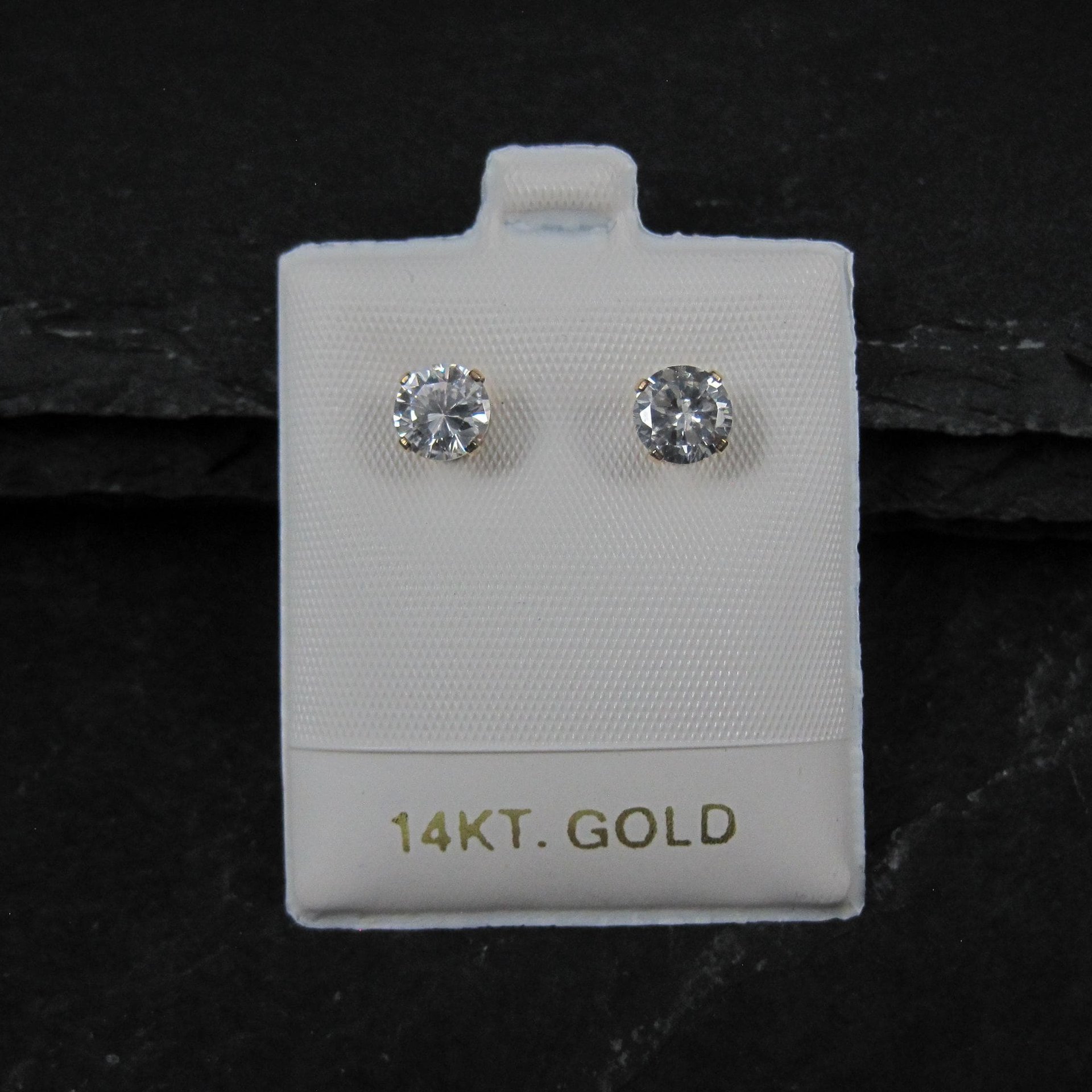 Vintage 6mm Cz Stud Earrings 14K Gold Filled New Old Stock