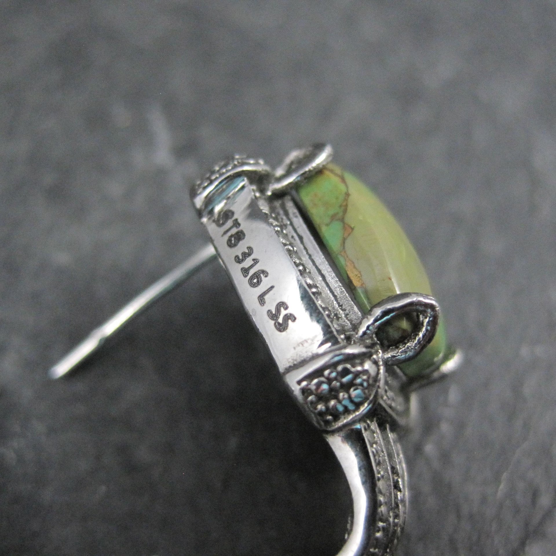 Green Mohave Turquoise Earrings Stainless Steel