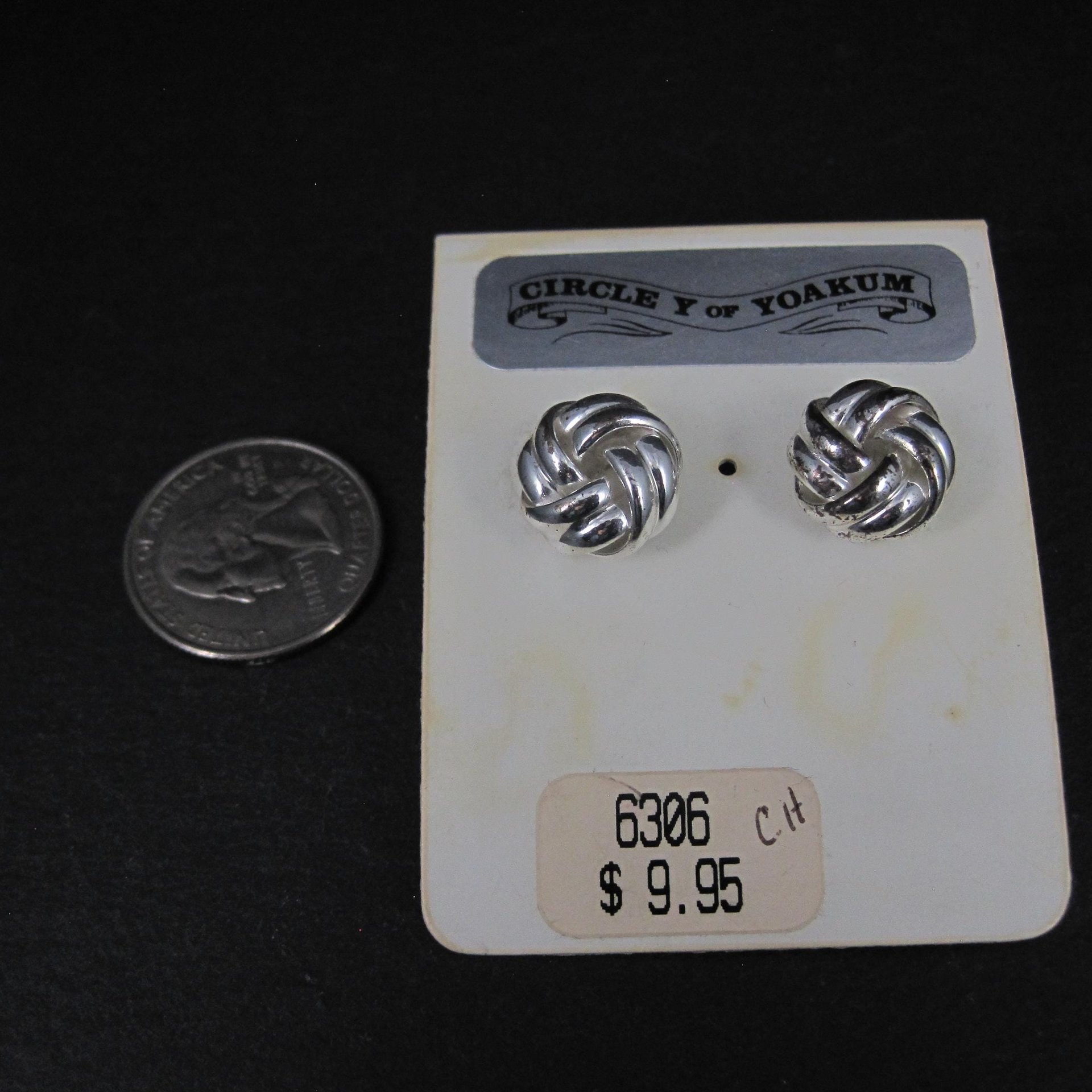 Western Knot Earrings Silver Plated Circle Y of Yokum