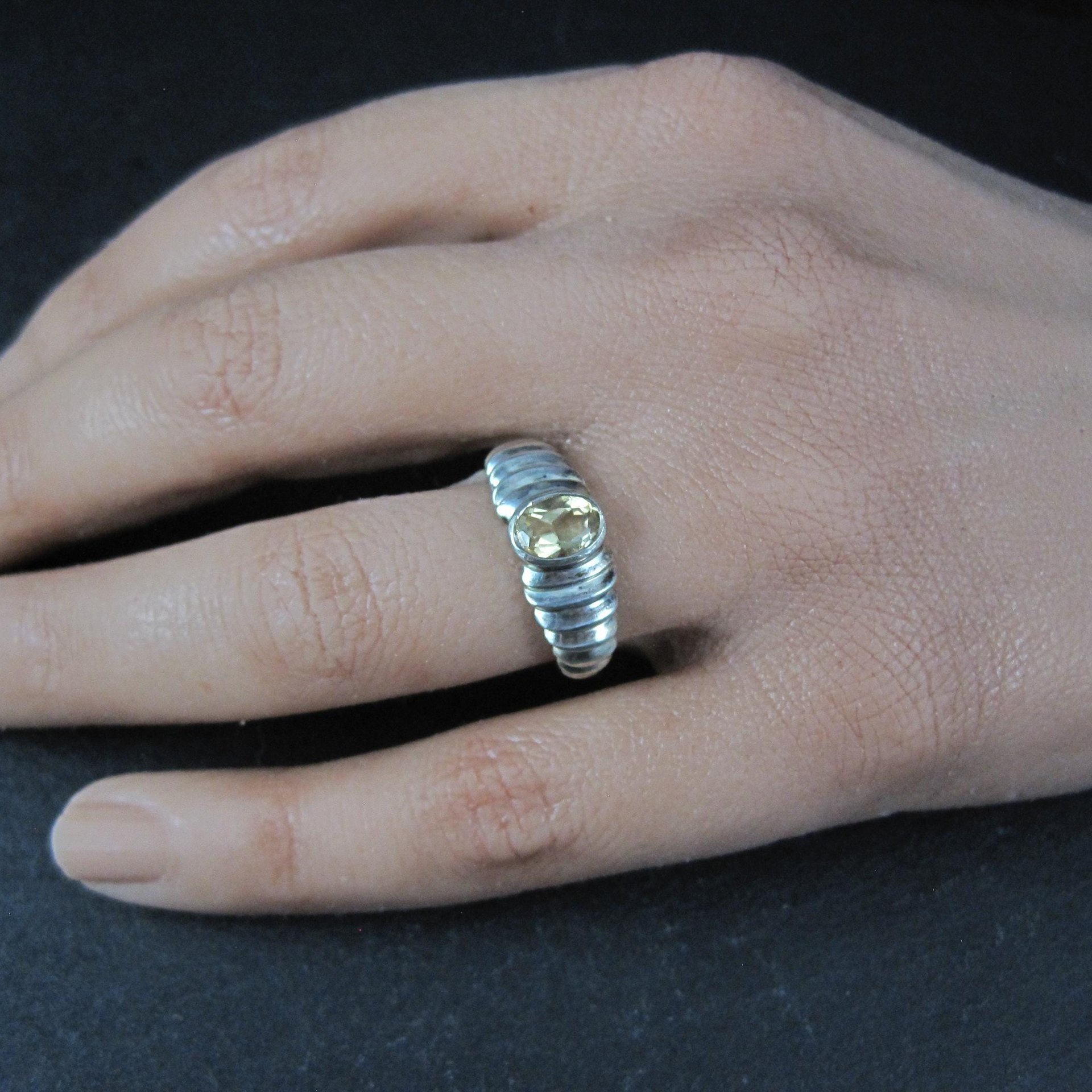 Sterling Silver Citrine Ring Size 7
