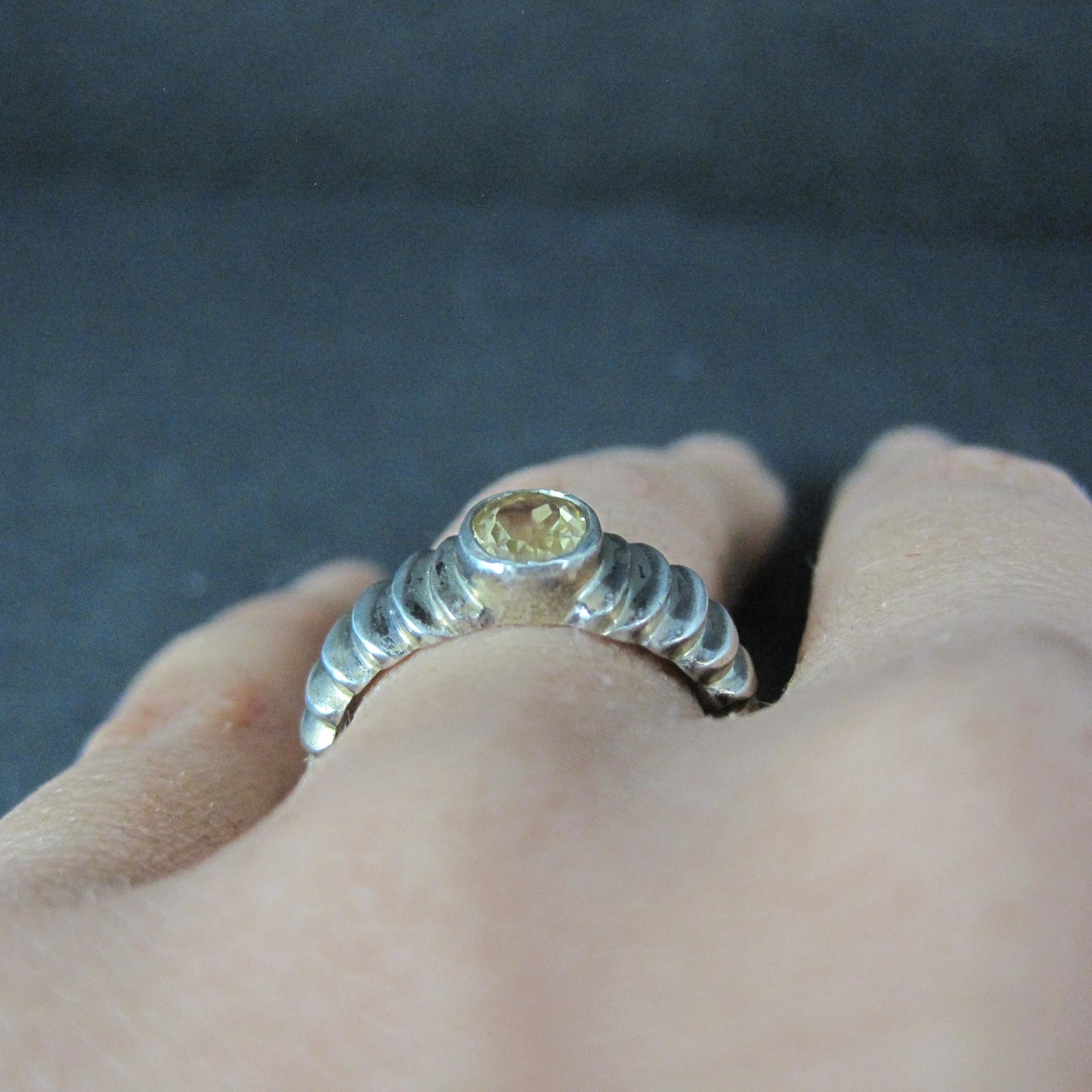 Sterling Silver Citrine Ring Size 7