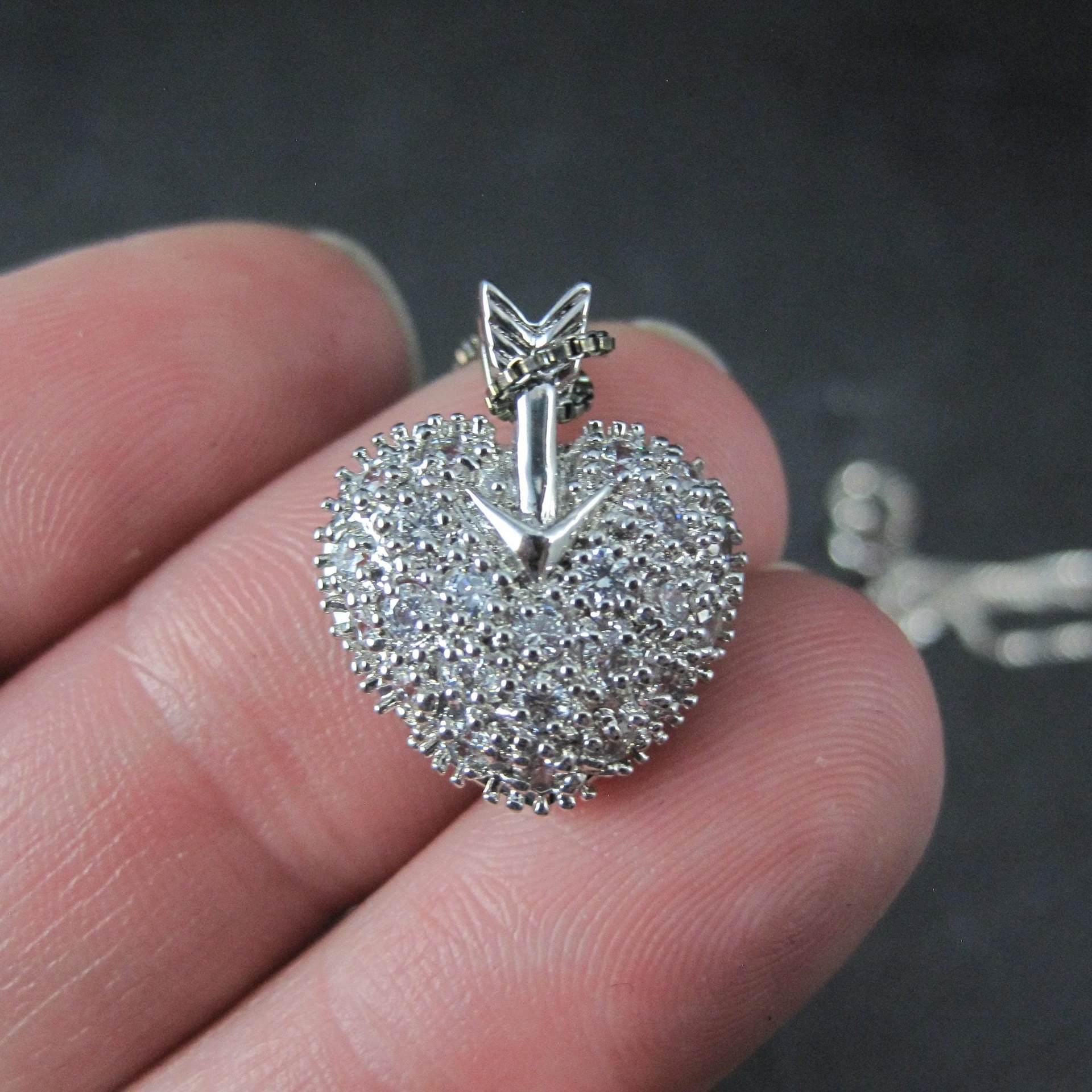 Sterling Silver Arrow Heart Pendant Necklace