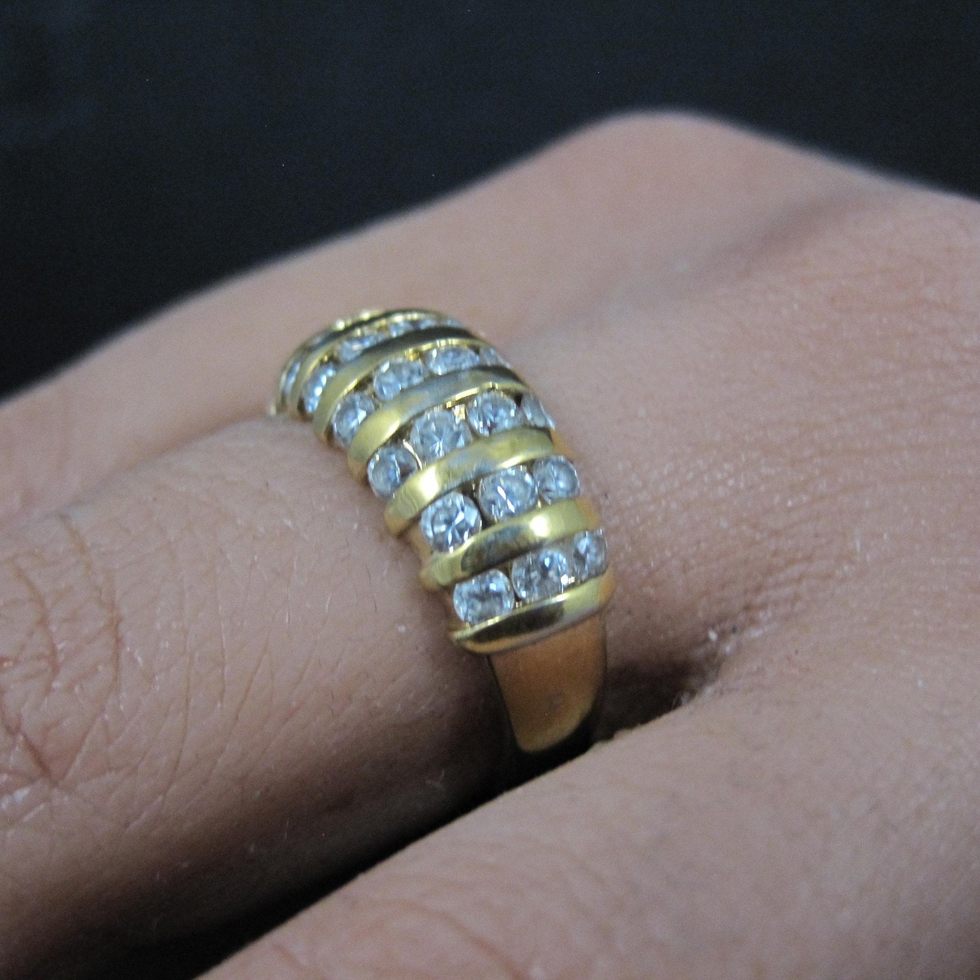 Vermeil Sterling Cz Dome Ring Size 8 Estate Jewelry
