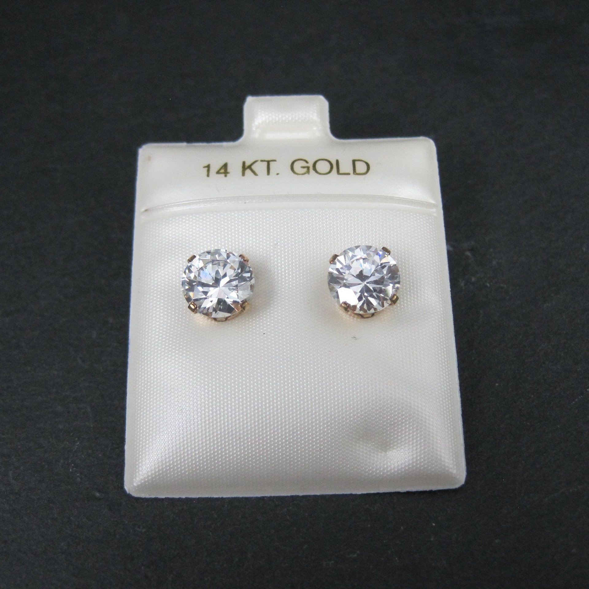 Vintage 8mm Cz Stud Earrings 14K Gold Filled New Old Stock
