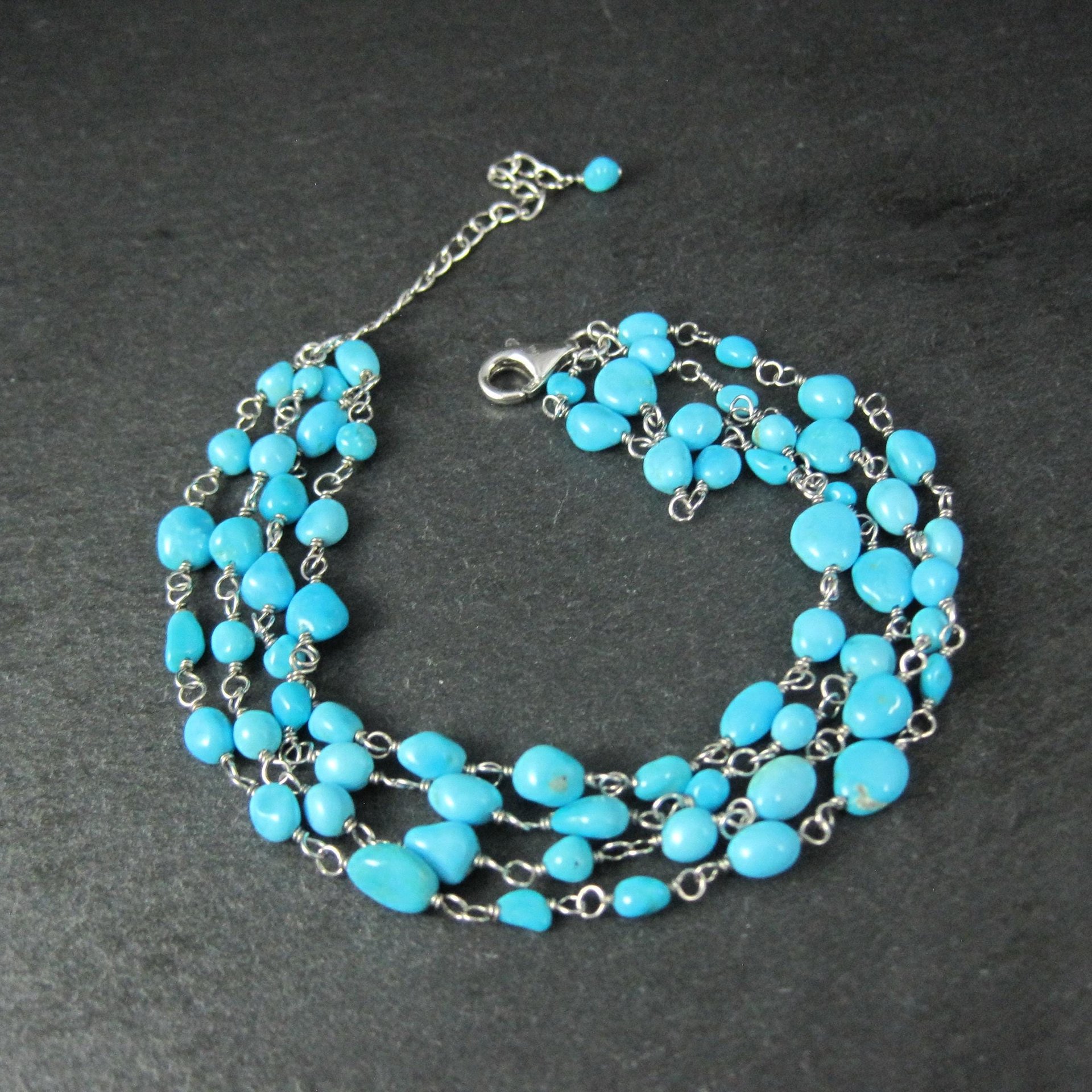 Sterling Silver 4 Strand Turquoise Bracelet