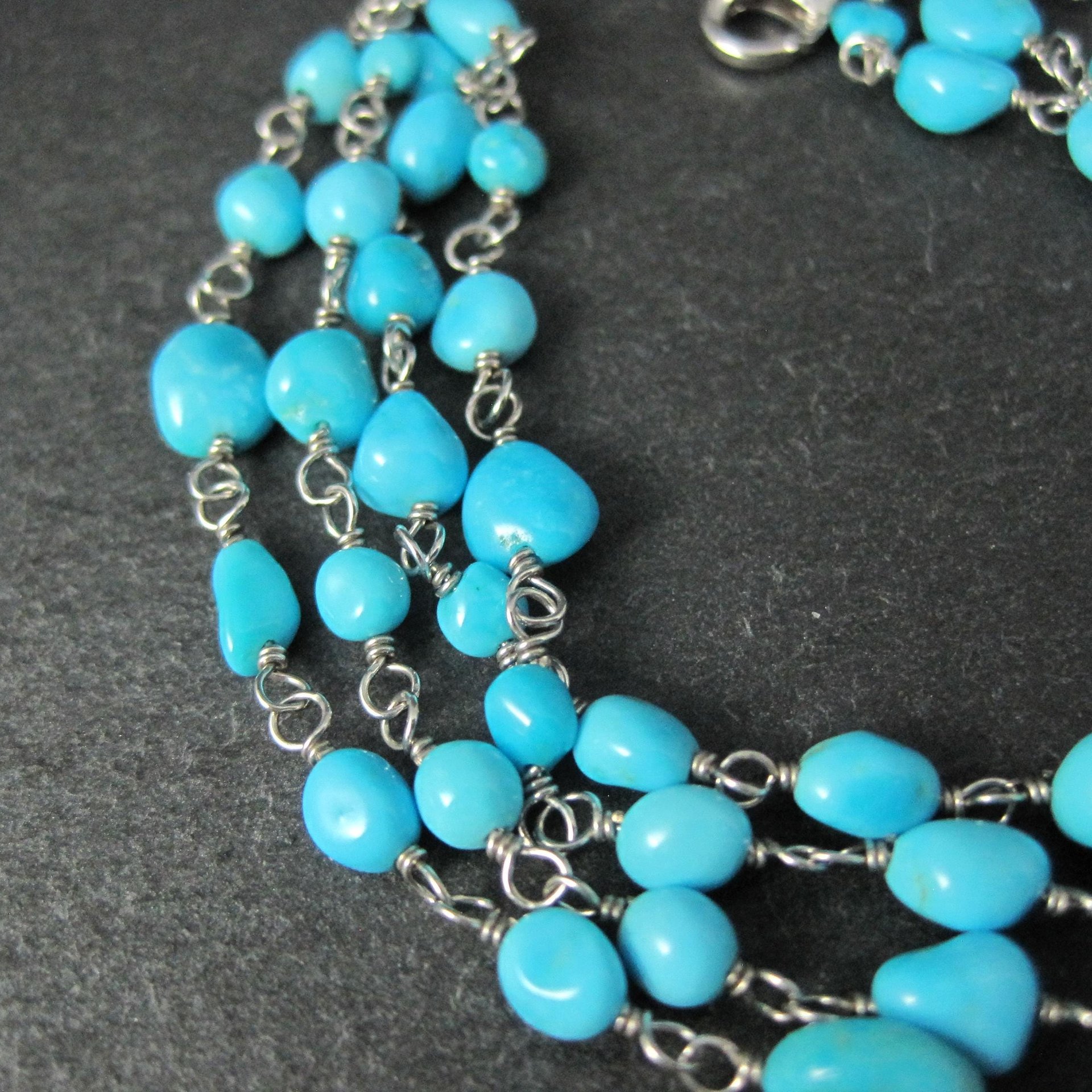 Sterling Silver 4 Strand Turquoise Bracelet