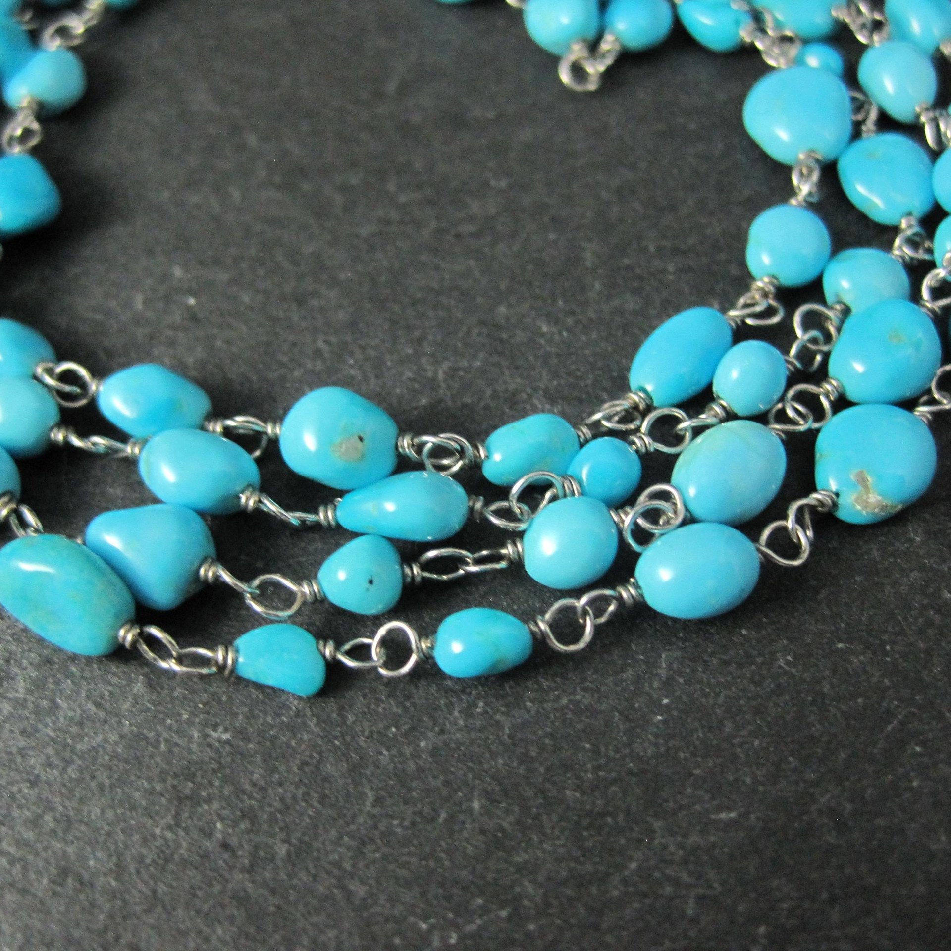 Sterling Silver 4 Strand Turquoise Bracelet