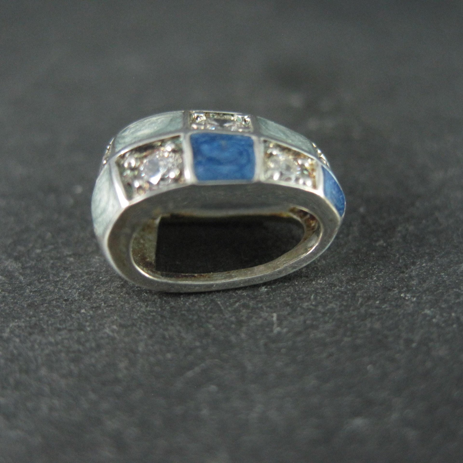 Sterling Silver Blue Enamel Diamonique Slider Pendant Ross Simons