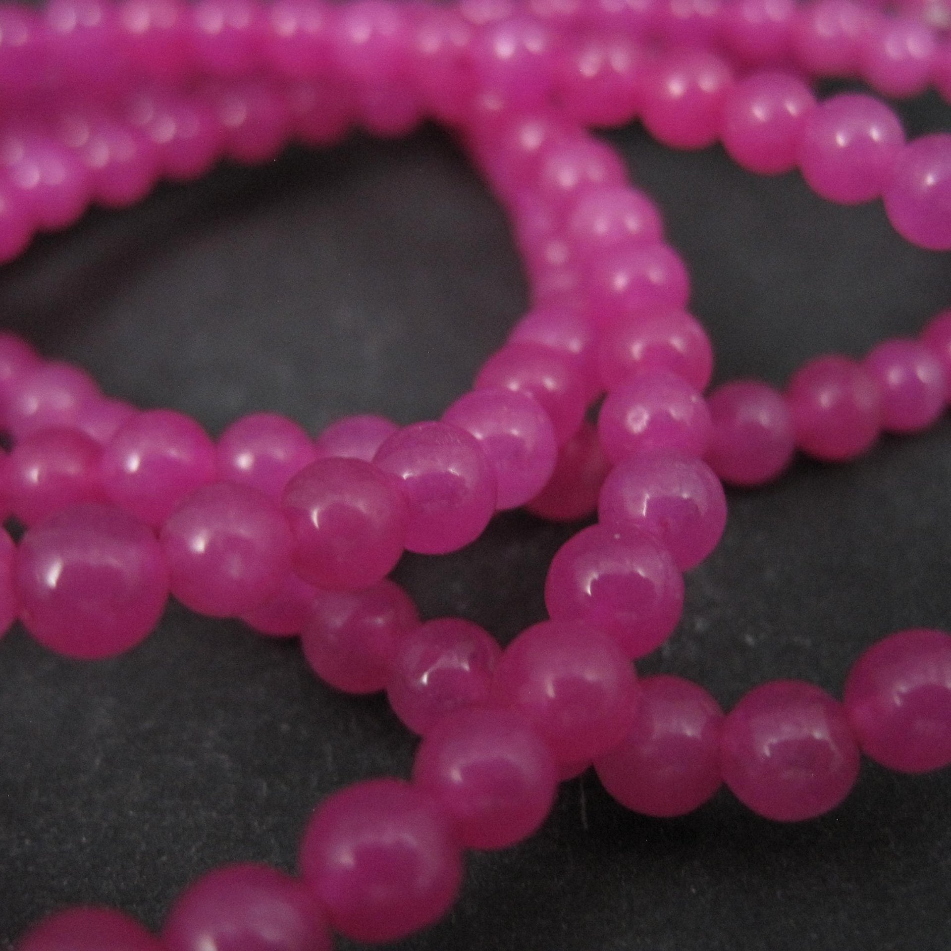 4mm Round Candy Pink Jade Beads 32" strand
