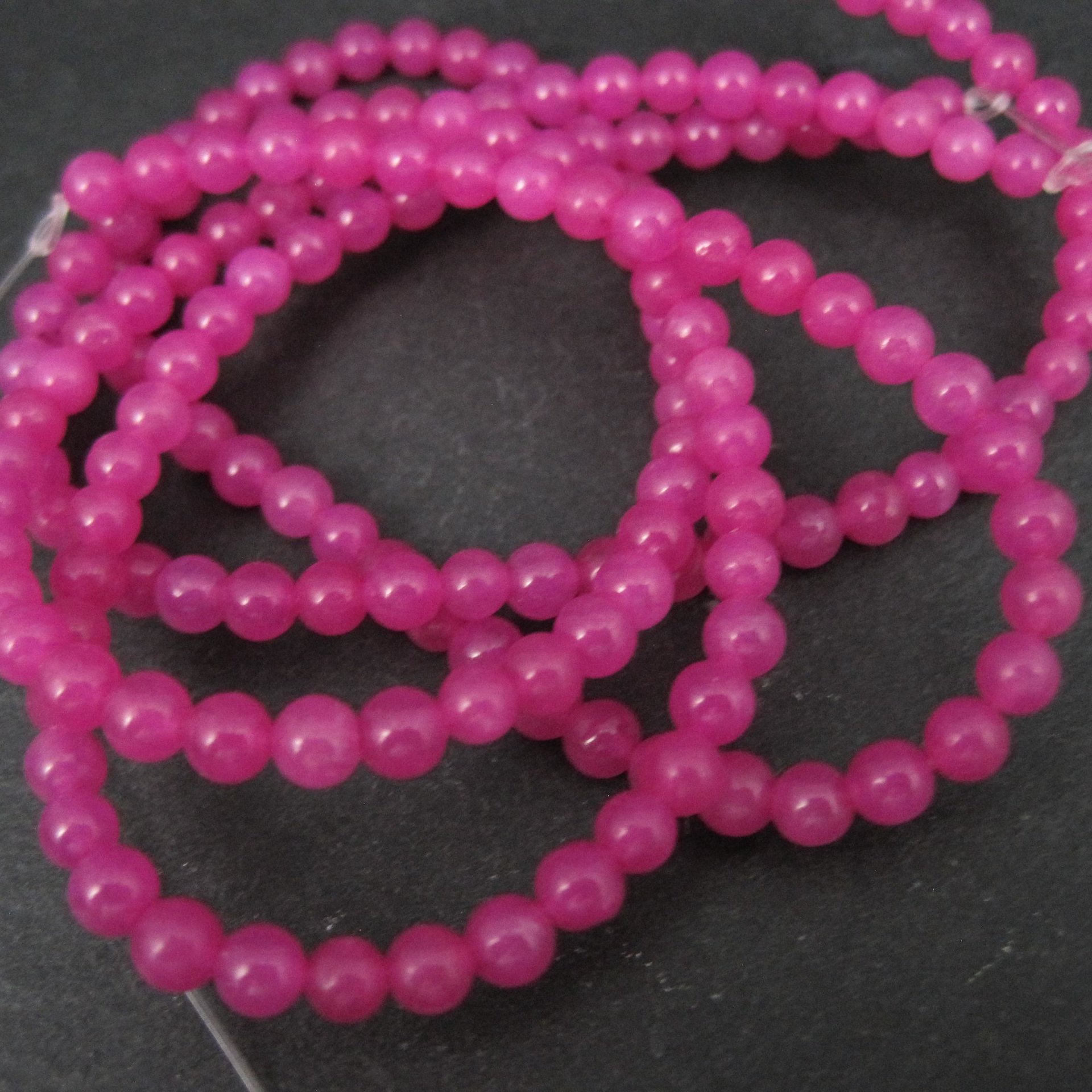 4mm Round Candy Pink Jade Beads 32" strand