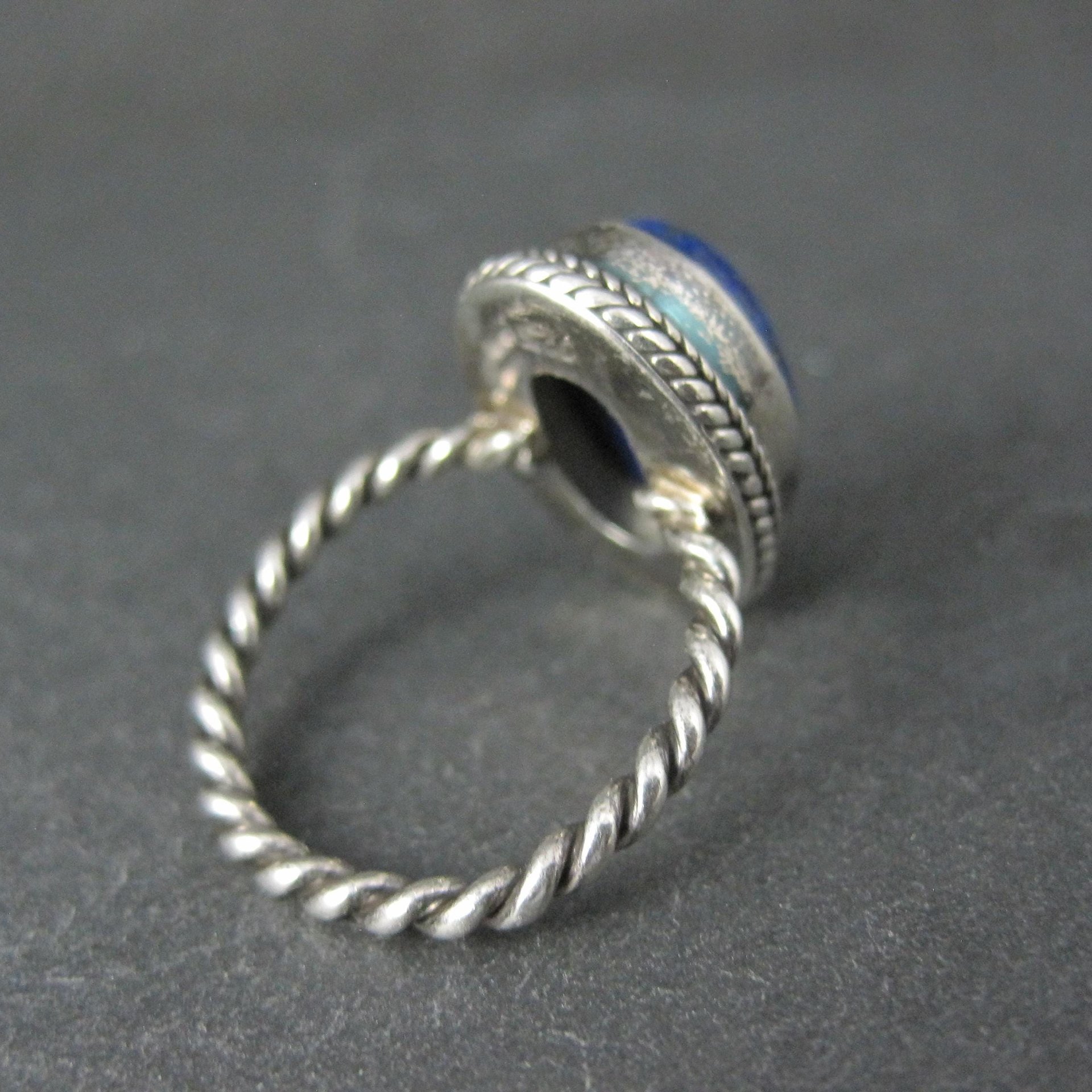 Simple Sterling Silver Lapis Lazuli Ring Size 6