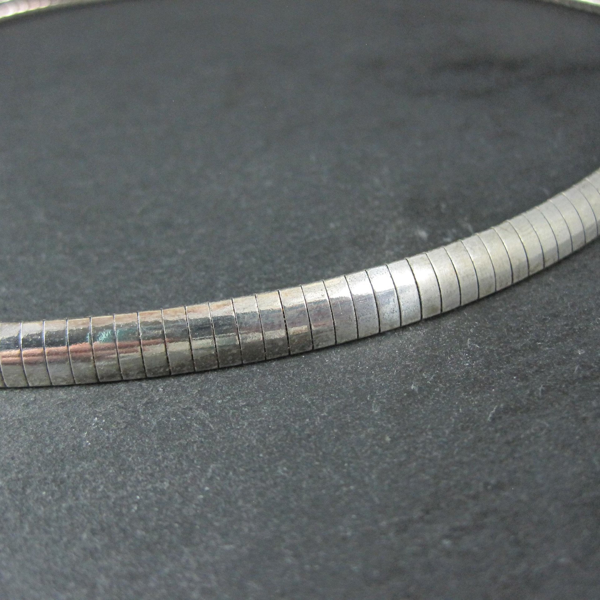 Sterling Silver 6mm Omega Chain Necklace 16" Vintage Italian