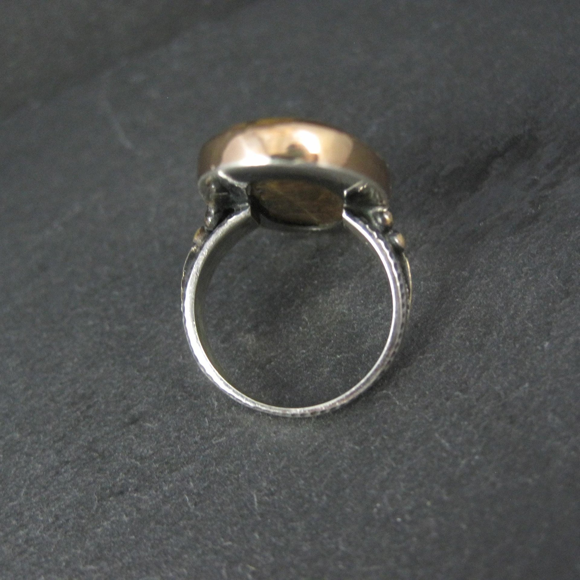 Large Oval Tigers Eye Ring Size 8 Sterling Silver