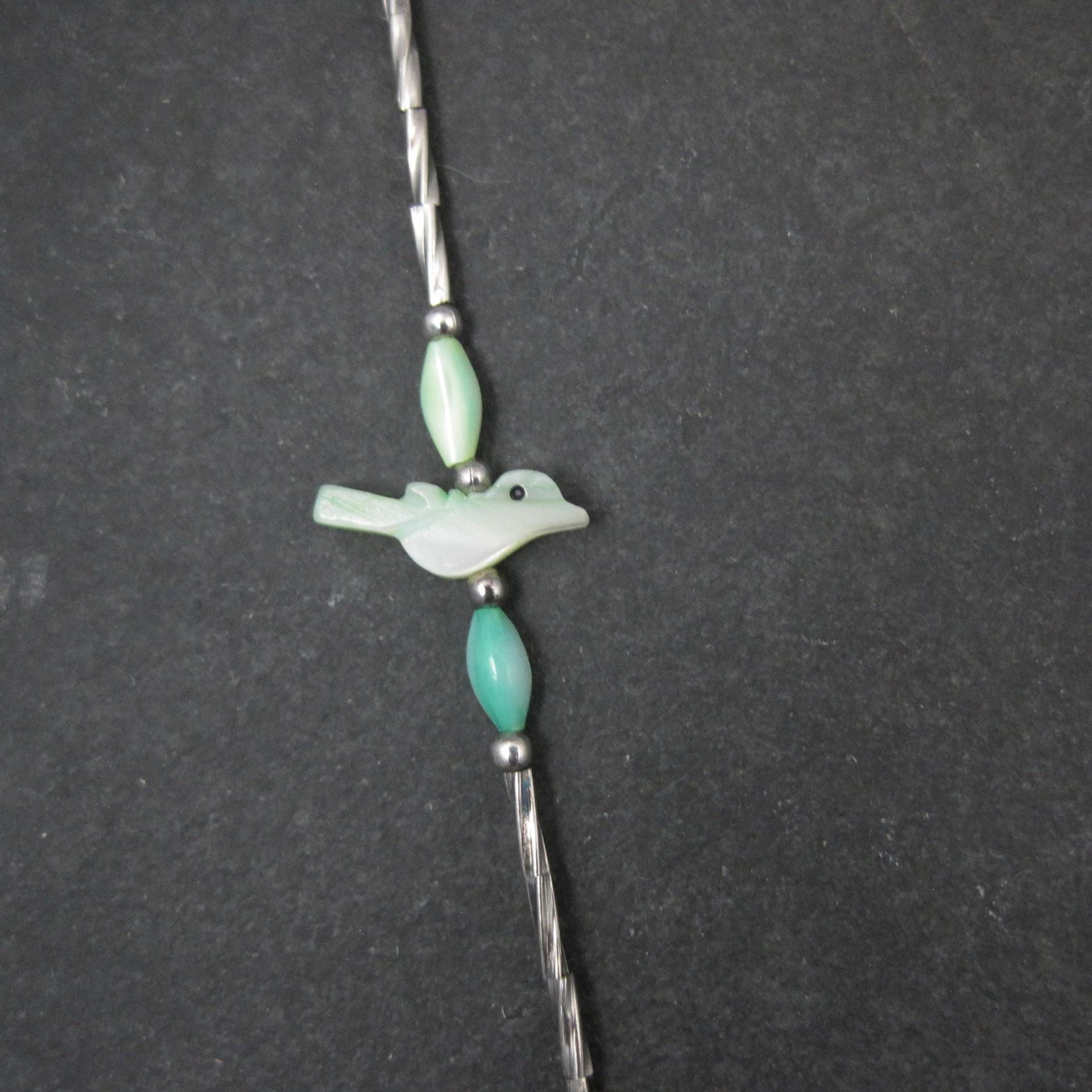 Estate Southwestern Sterling Bird Fetish Liquid Silver Necklace 30 Inches
